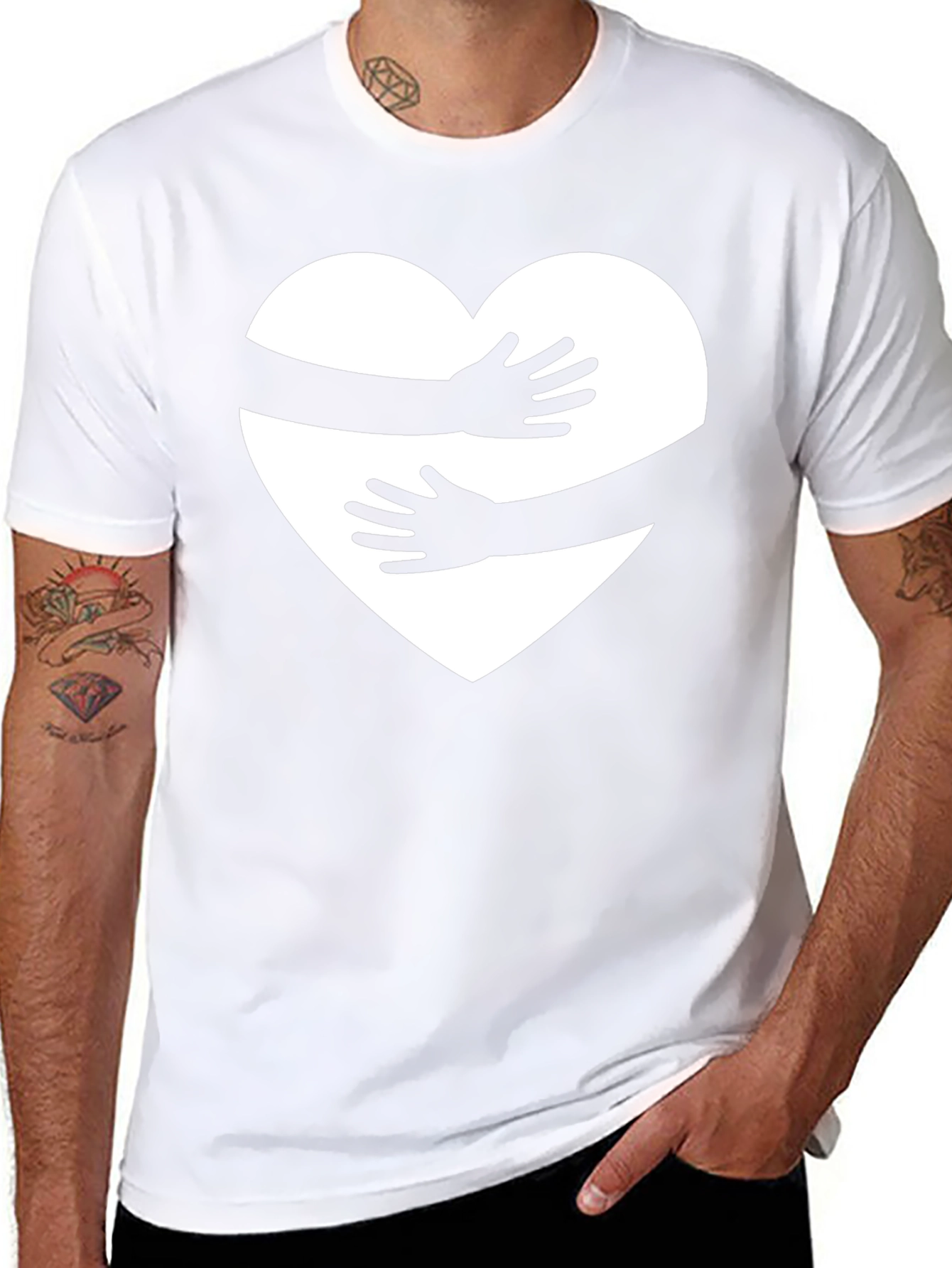 Heart Hug Graphic Tee - Black Casual Shirt