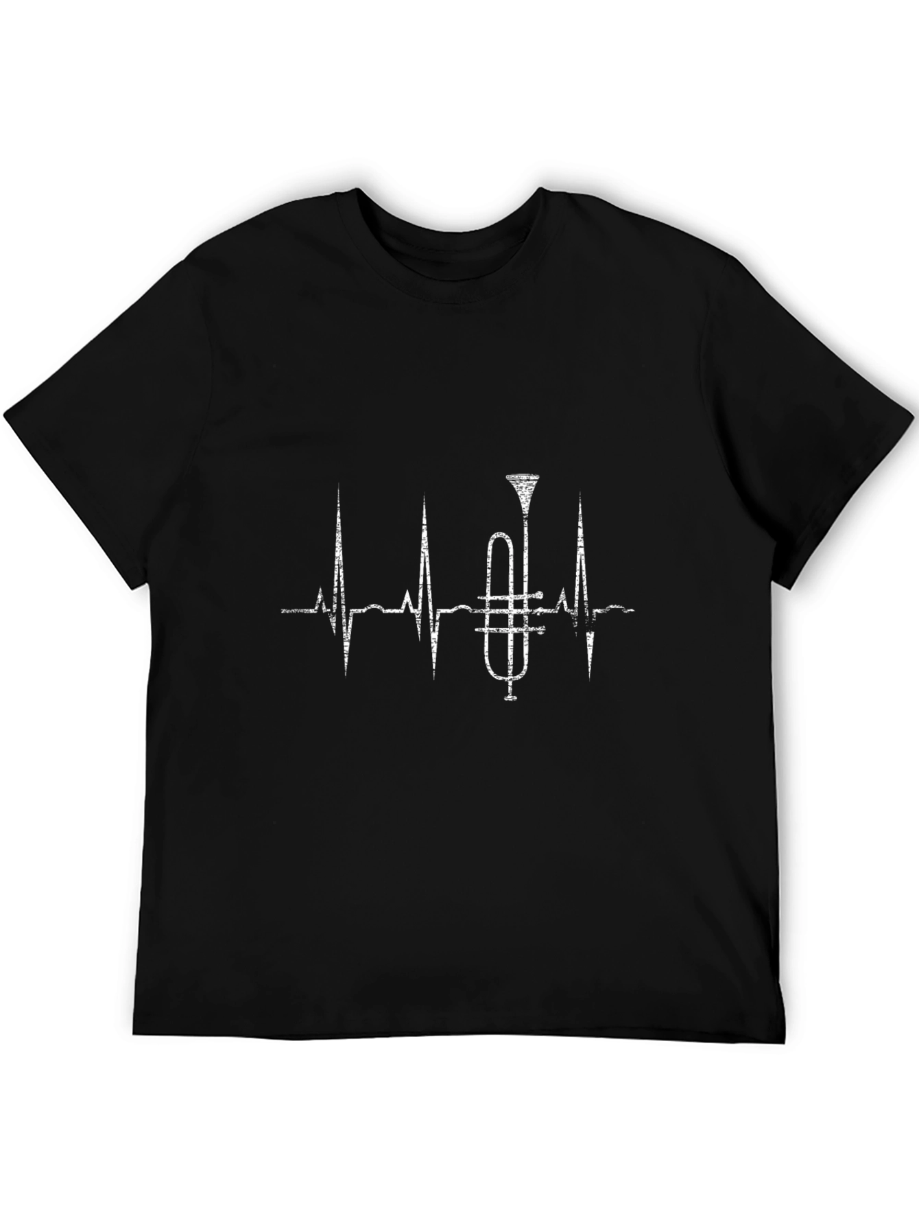 Trumpet Heartbeat Graphic Tee - Black Cotton T-Shirt