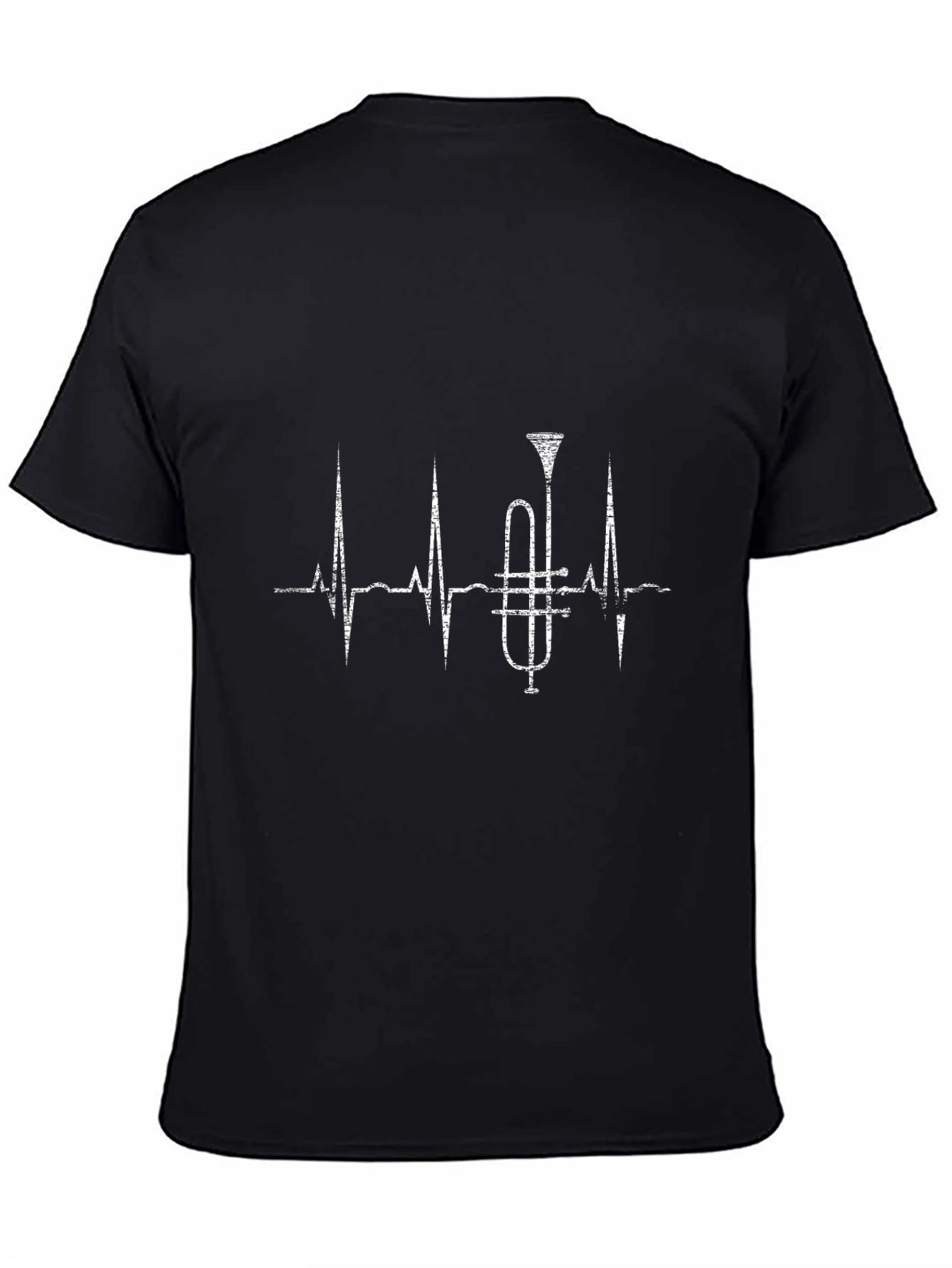 Trumpet Heartbeat Graphic Tee - Black Cotton T-Shirt