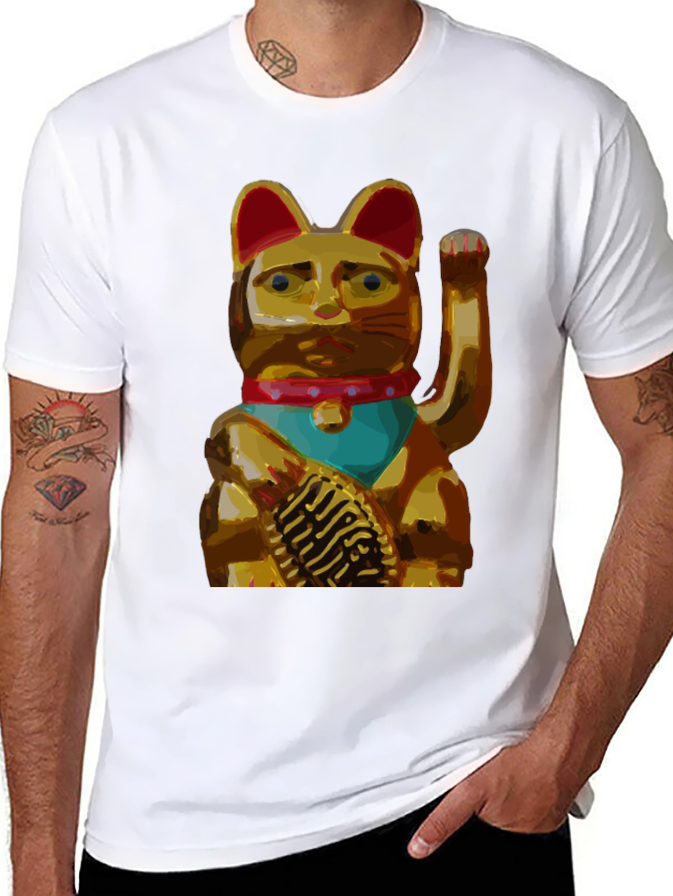 Lucky Cat Graphic Tee - Black