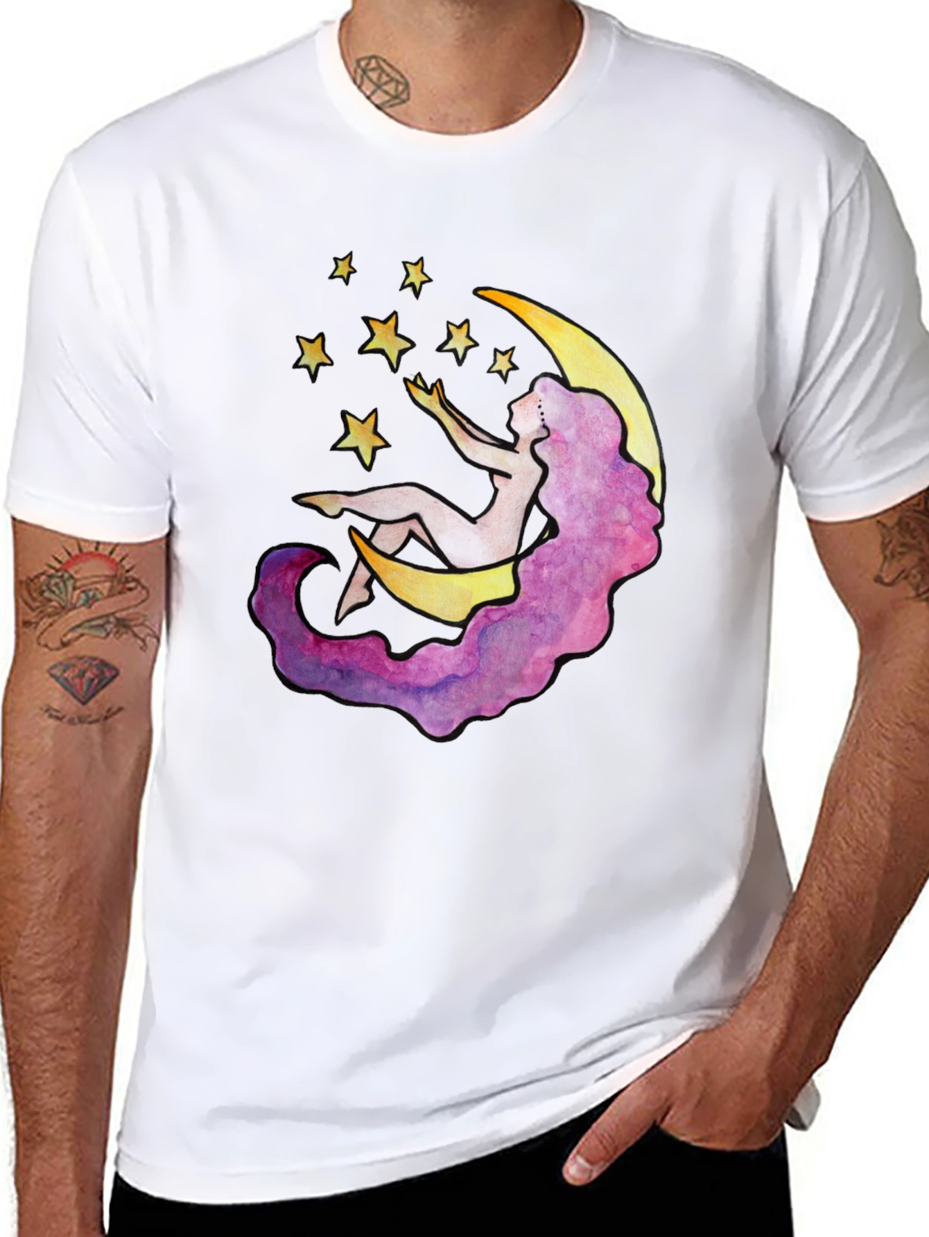 Celestial Dreams T-Shirt - Moon & Stars Design