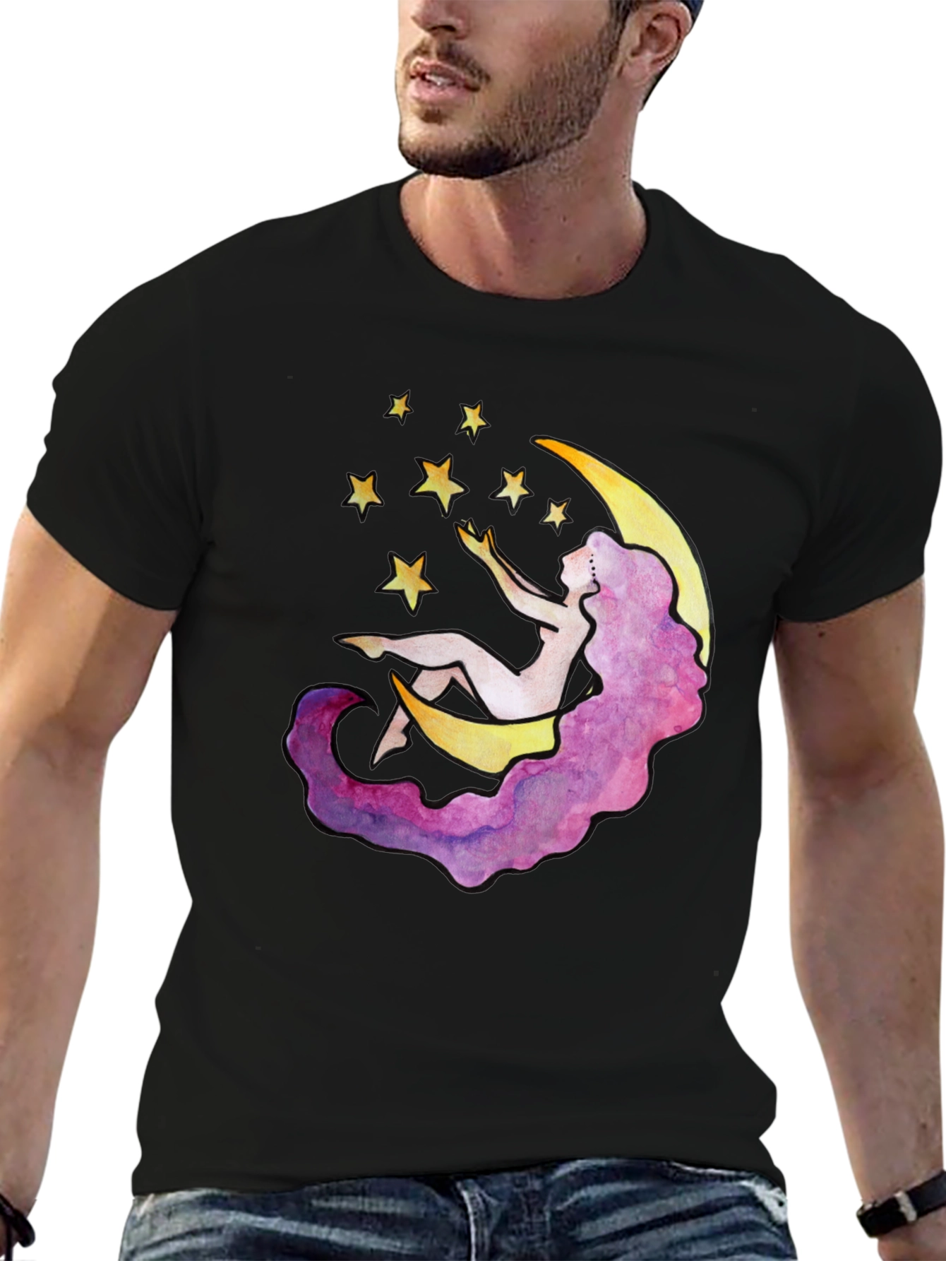 Celestial Dreams T-Shirt - Moon & Stars Design