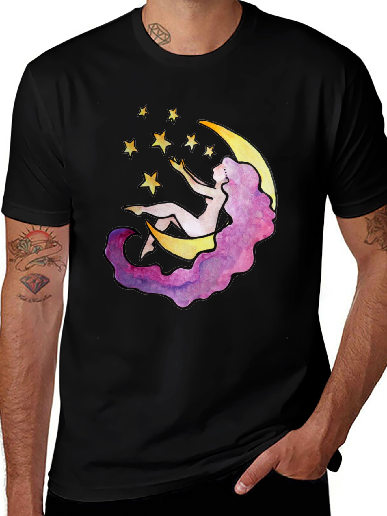 Celestial Dreams T-Shirt - Moon & Stars Design