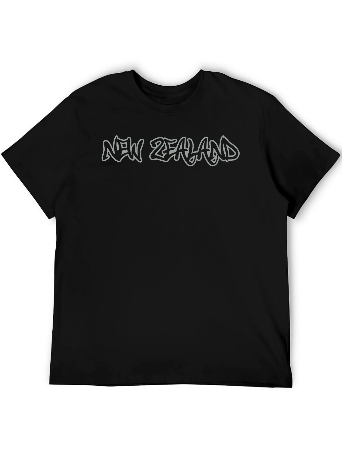 New Zealand Graphic Print Black T-Shirt