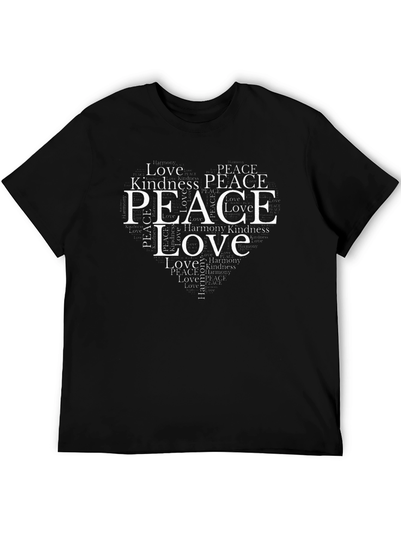 Peace & Love Heart T-Shirt - Black