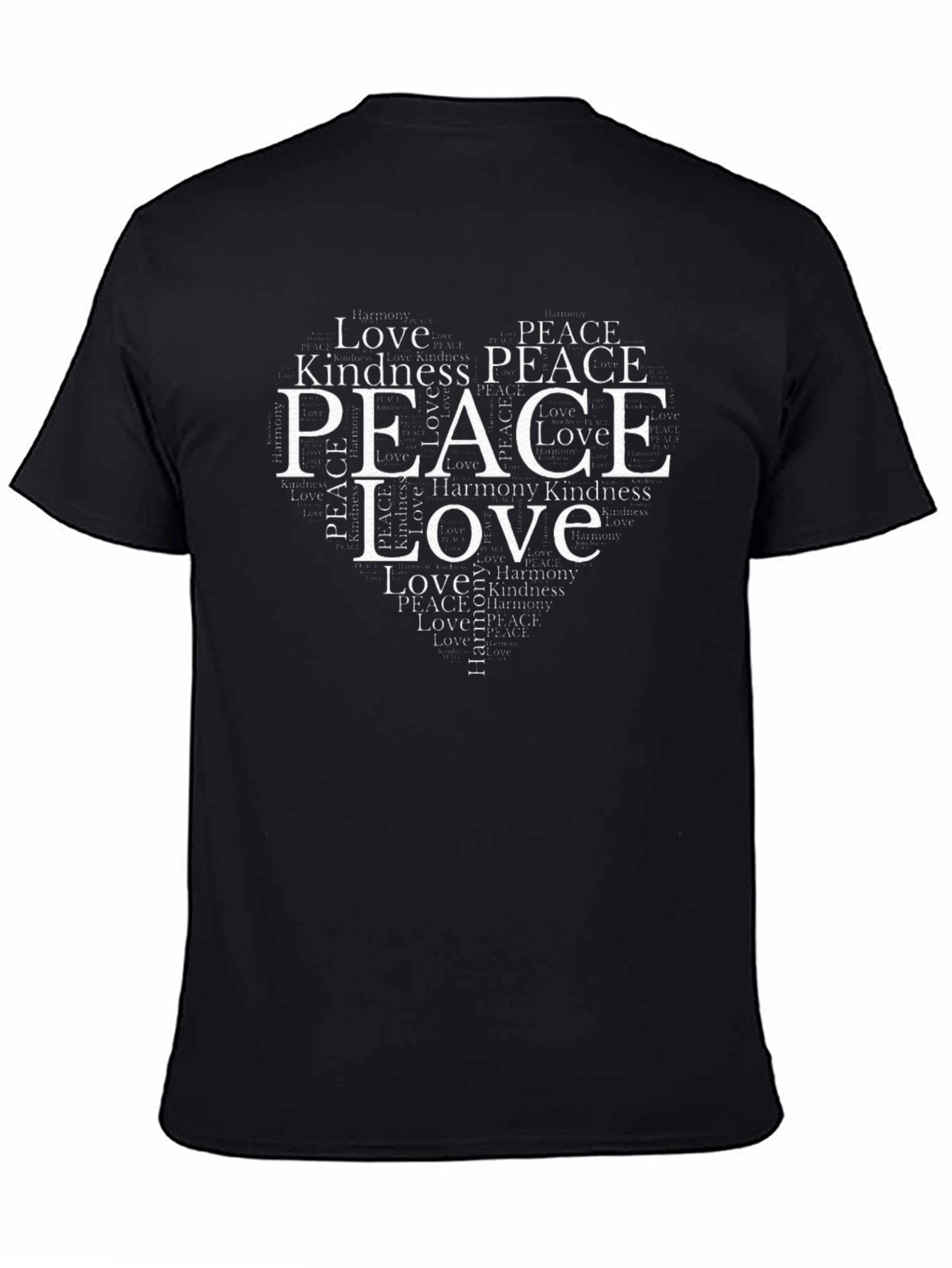 Peace & Love Heart T-Shirt - Black