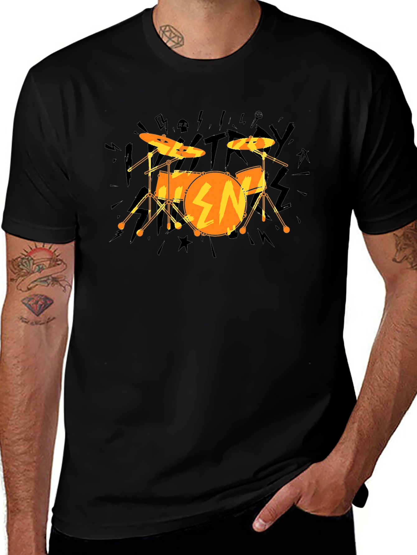 Drum Kit Graphic Tee - Rock Band Style