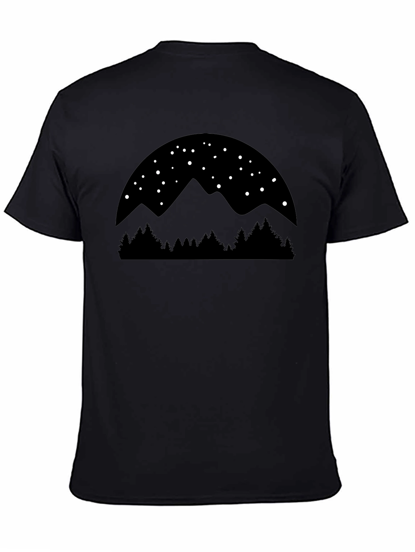 Mountain Scene Graphic Tee - Black Cotton