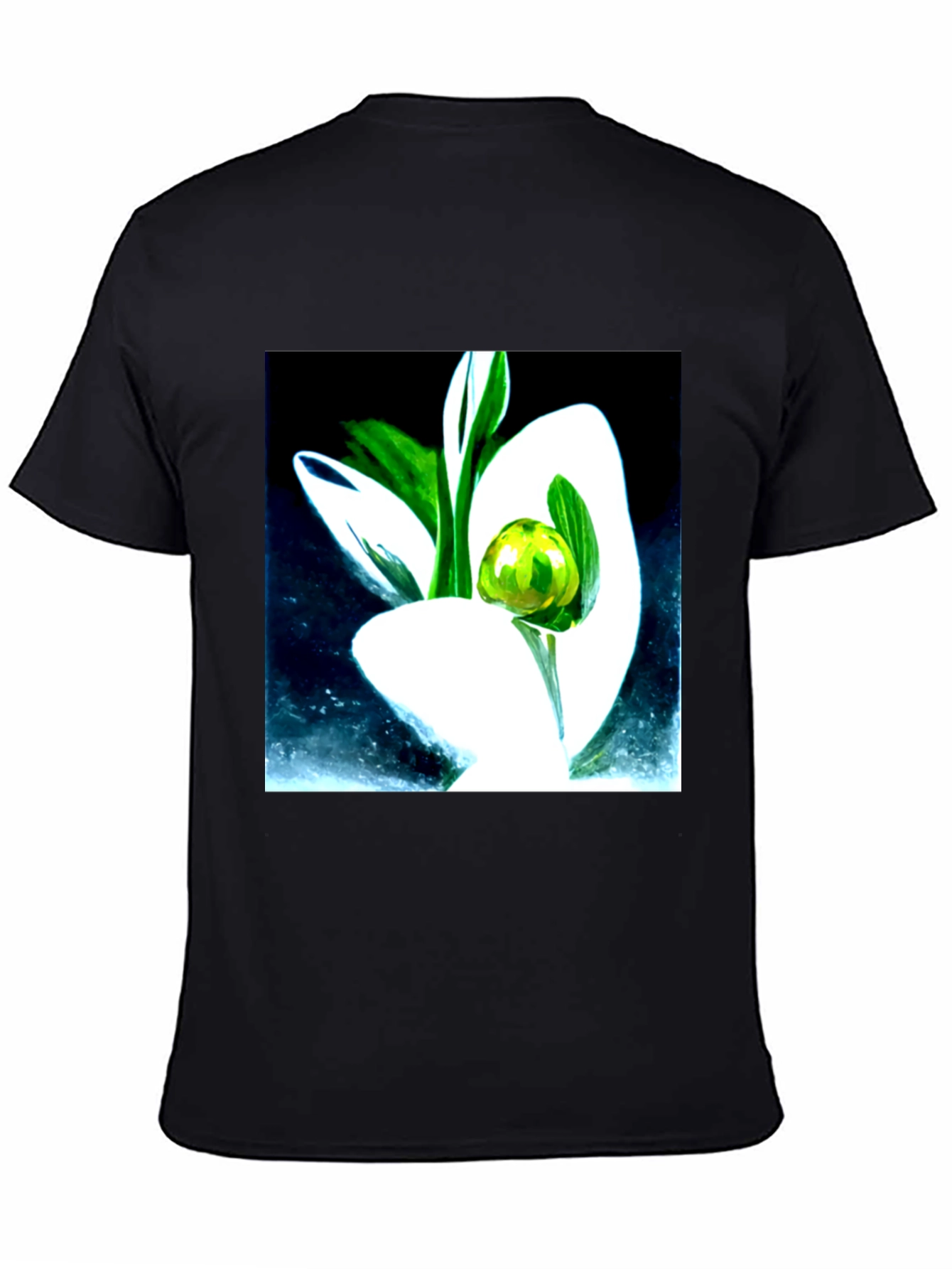 Modern Floral Graphic Tee - Artistic Black T-Shirt