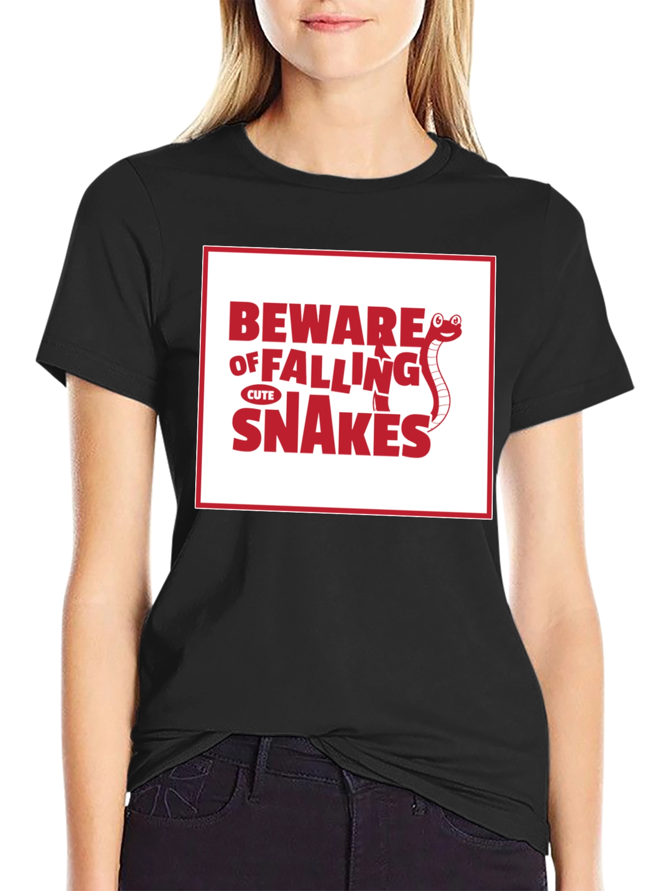 Beware of Falling Cute Snakes Graphic T-Shirt