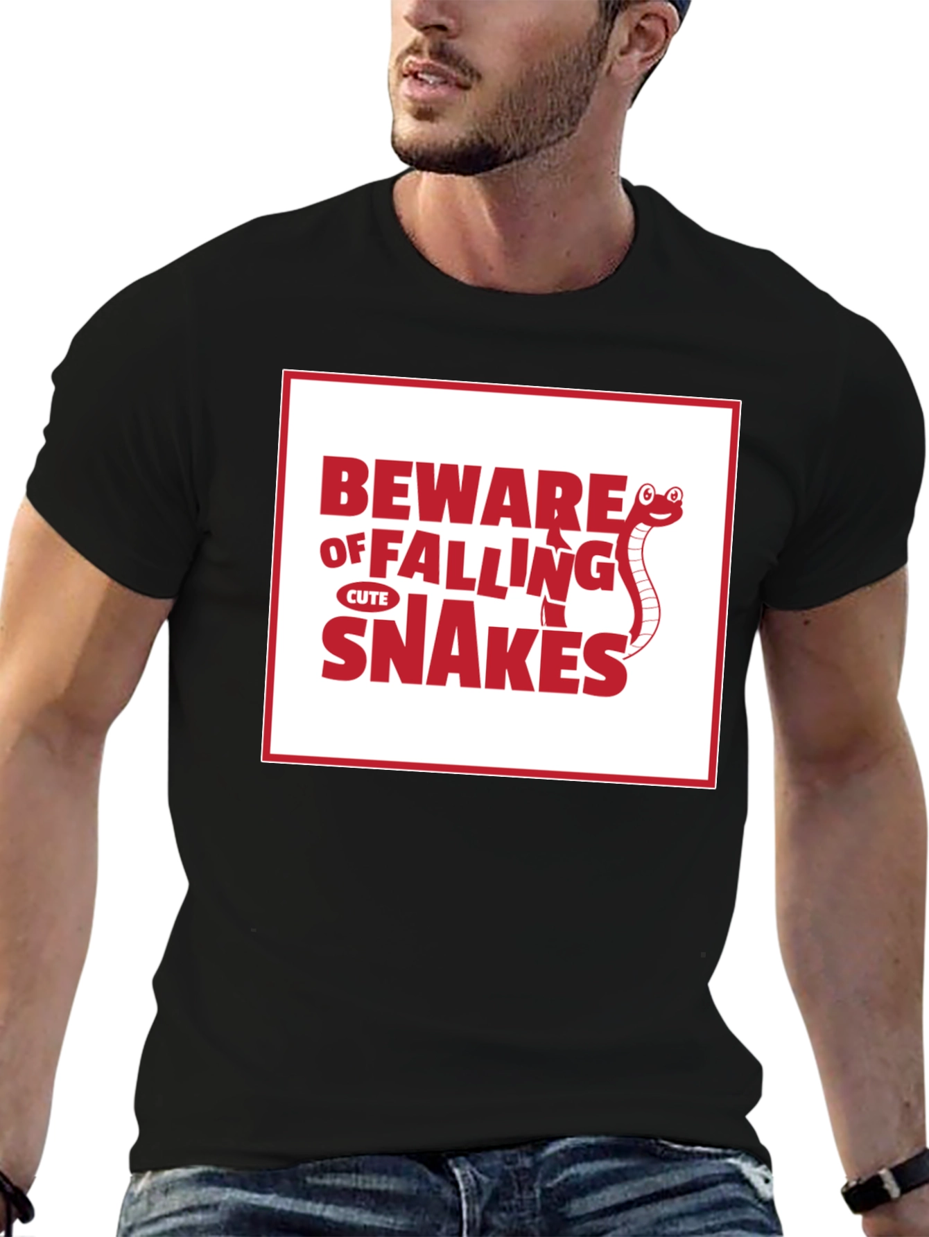 Beware of Falling Cute Snakes Graphic T-Shirt
