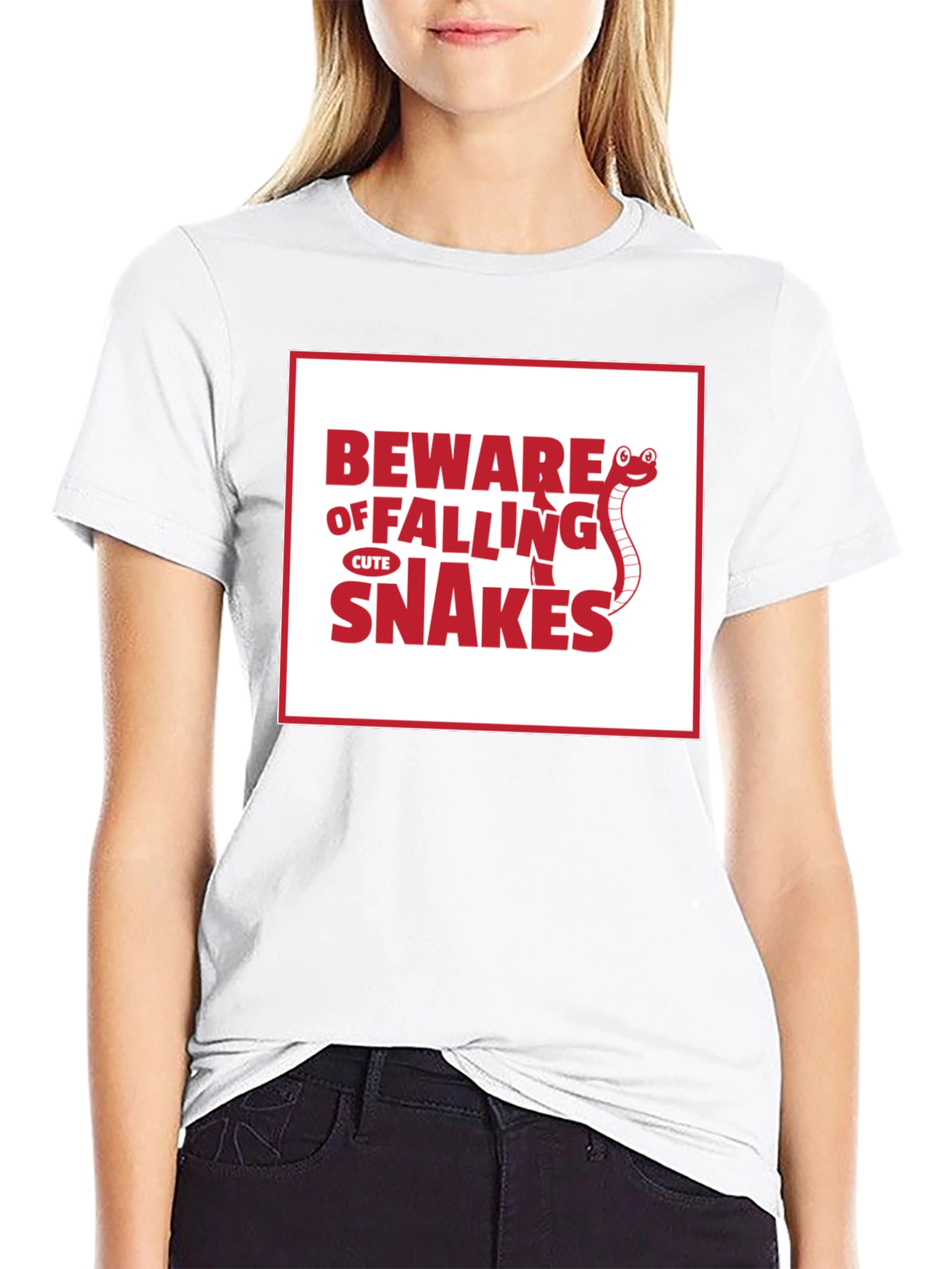 Beware of Falling Cute Snakes Graphic T-Shirt