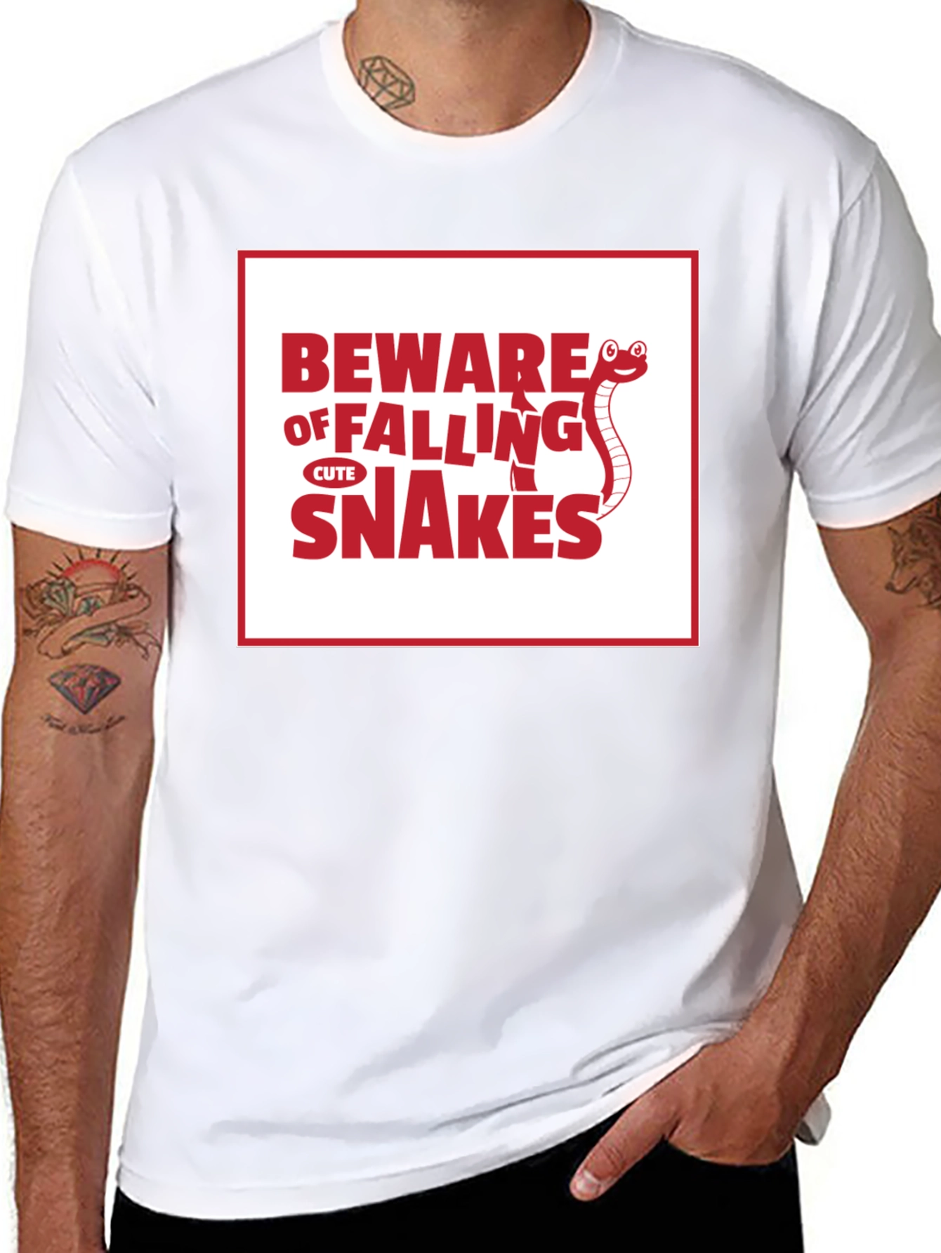 Beware of Falling Cute Snakes Graphic T-Shirt