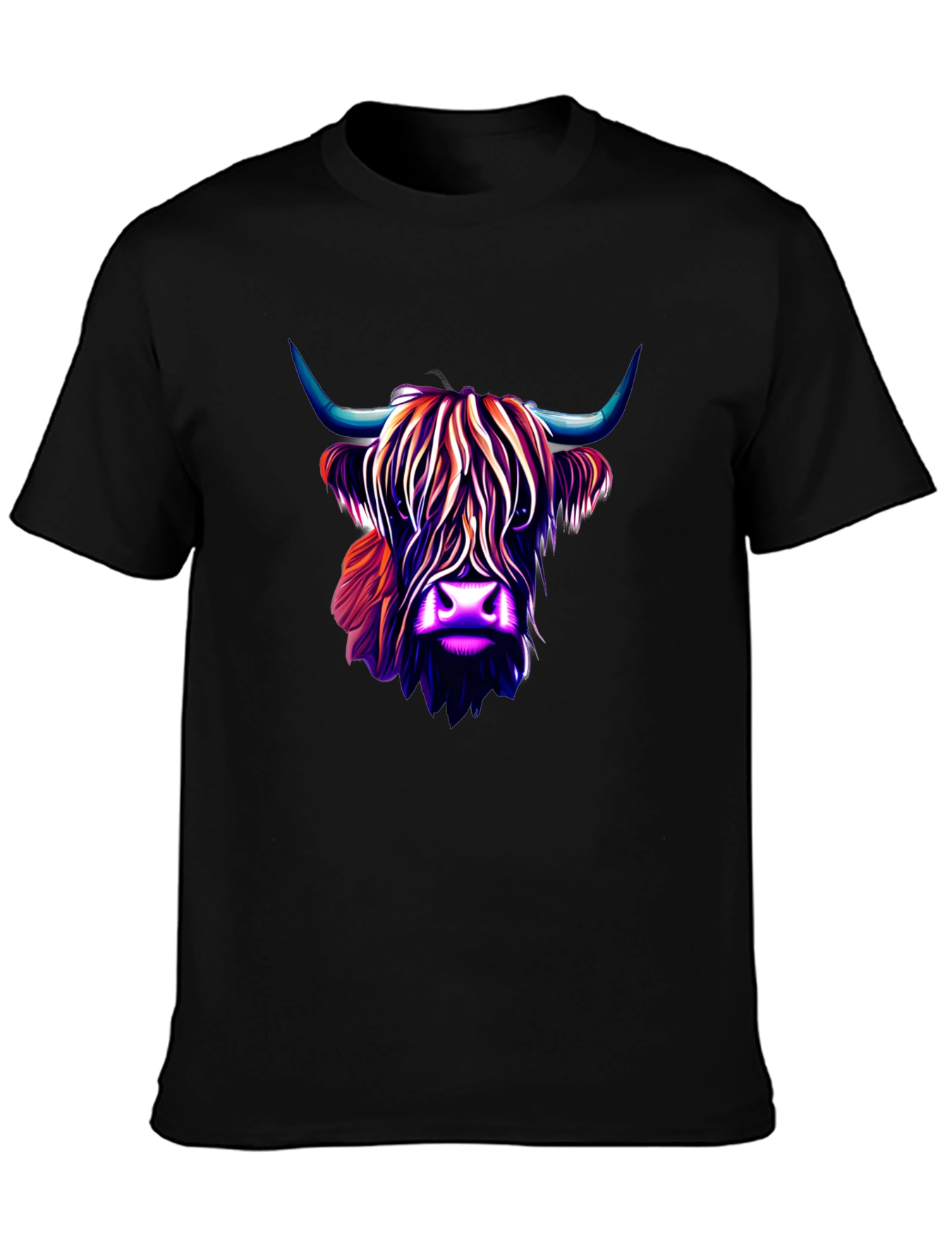 Highland Cow Graphic Tee - Stylish Mens Black T-Shirt