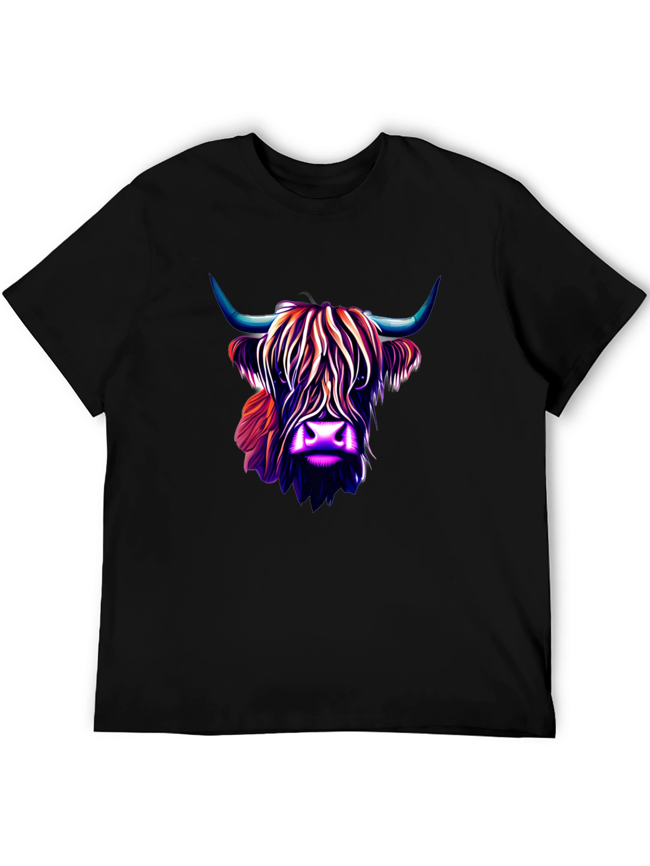 Highland Cow Graphic Tee - Stylish Mens Black T-Shirt