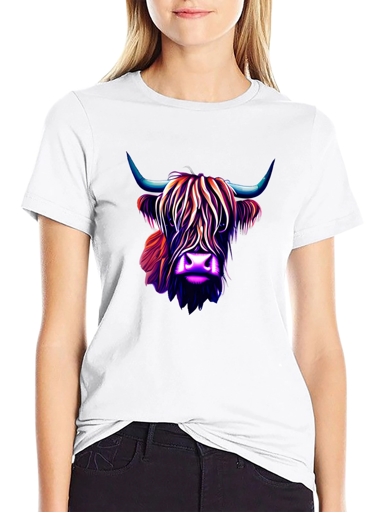 Highland Cow Graphic Tee - Stylish Mens Black T-Shirt