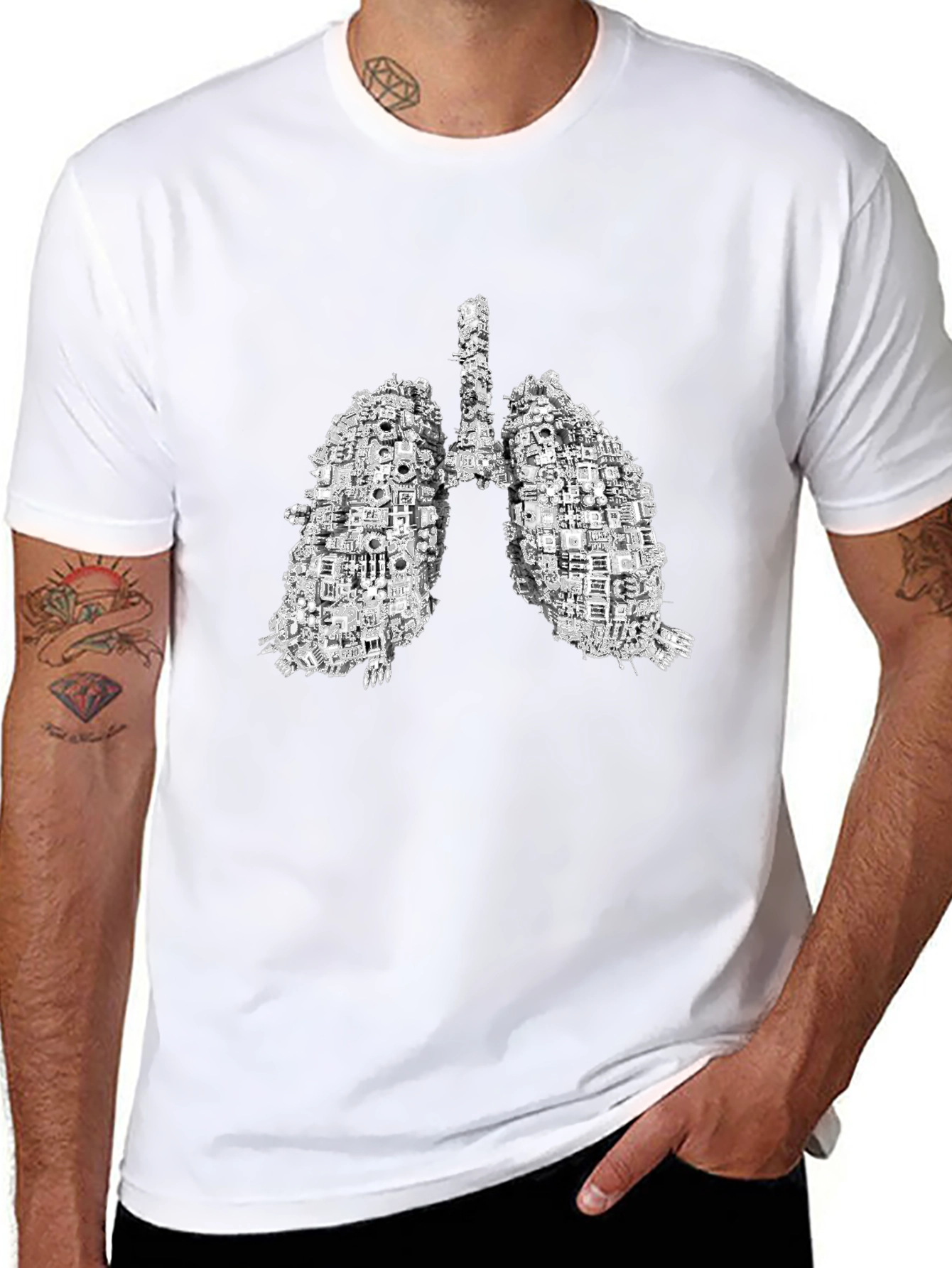 Tech Lungs Graphic Tee - Unique Anatomical Design