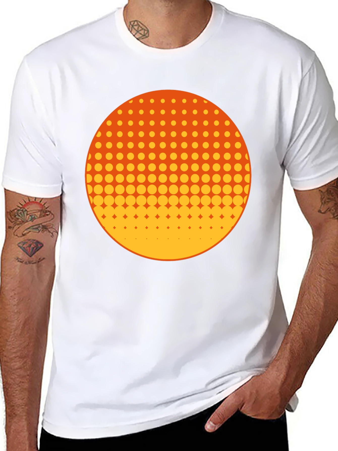 Retro Halftone Circle Graphic Tee - Black