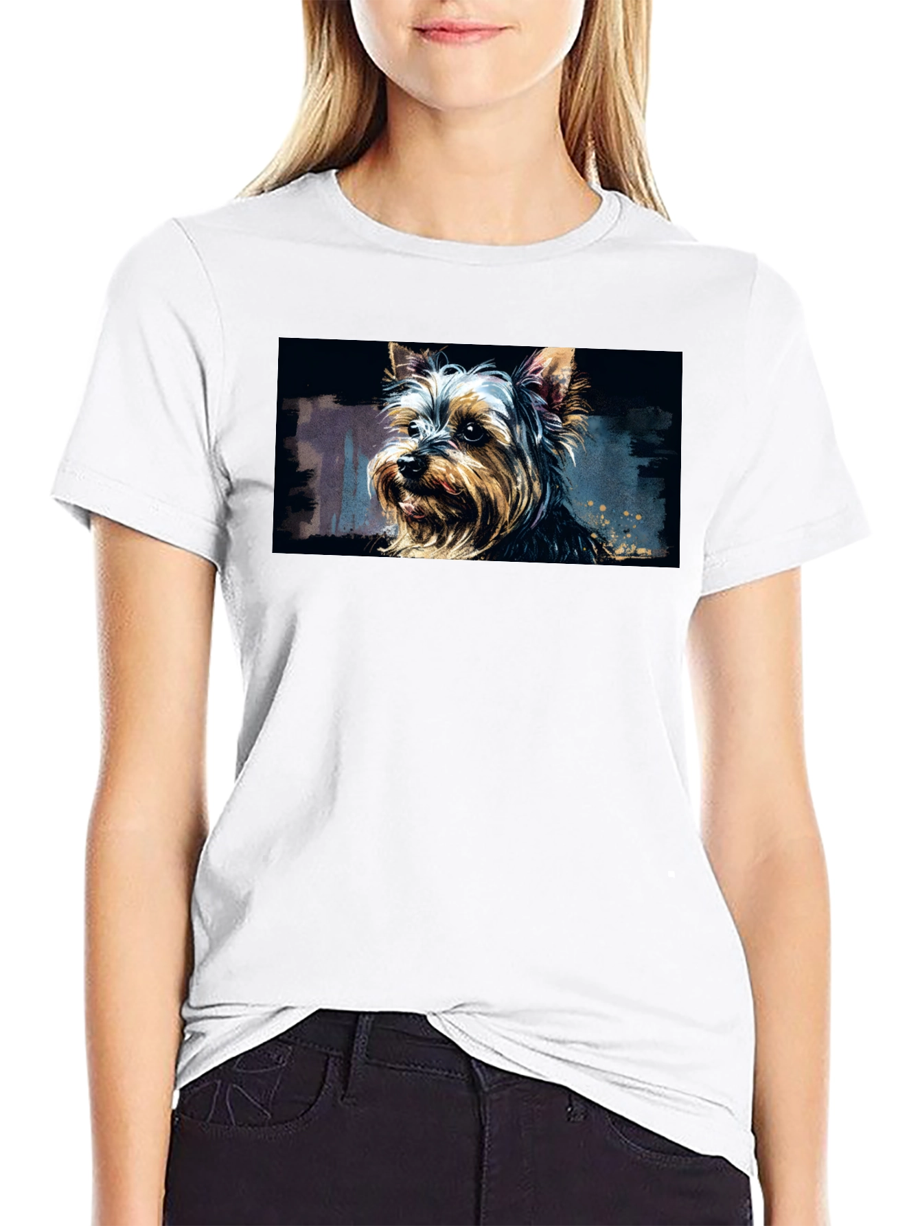 Yorkie Dog Graphic Black T-Shirt
