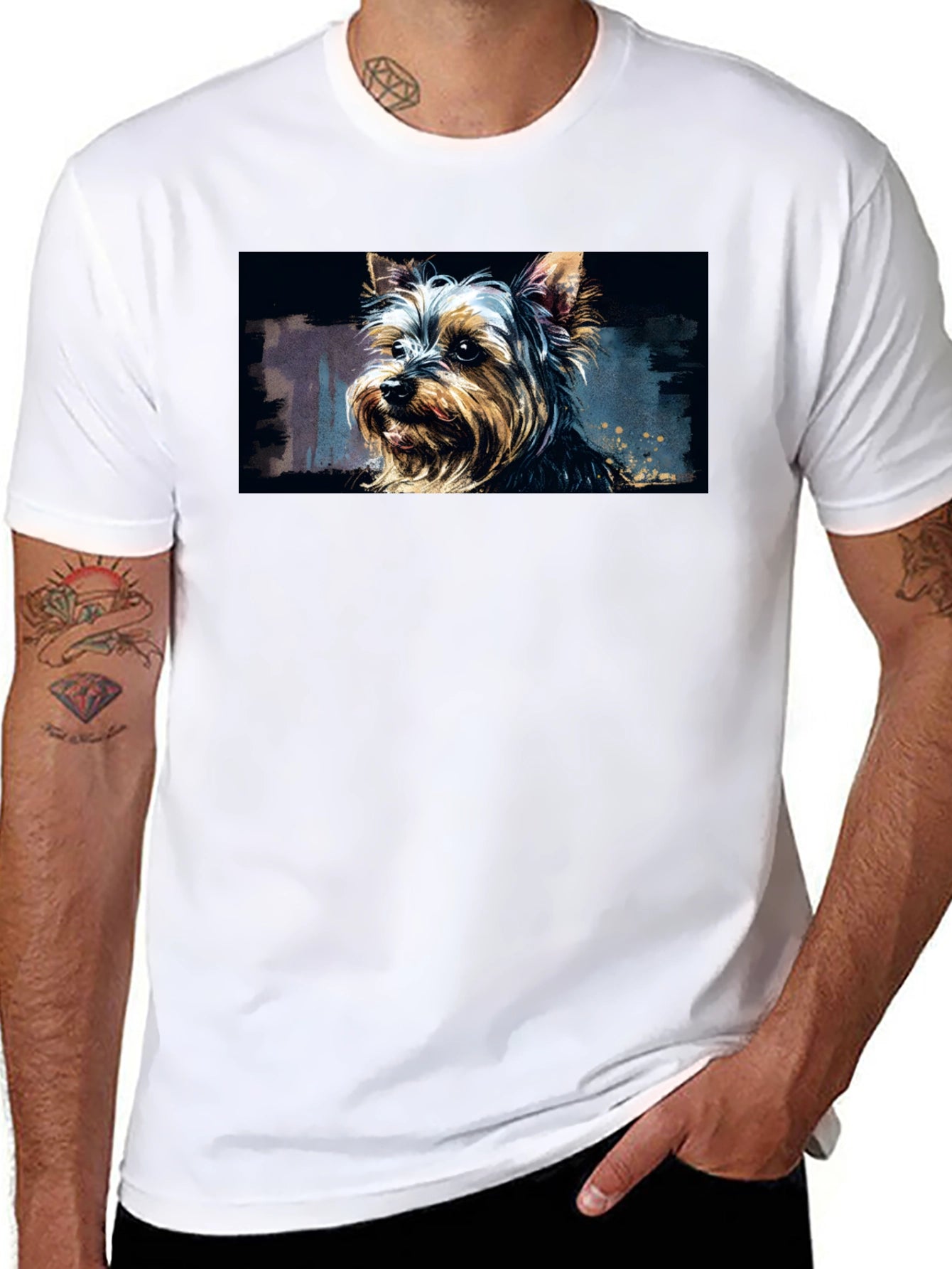 Yorkie Dog Graphic Black T-Shirt