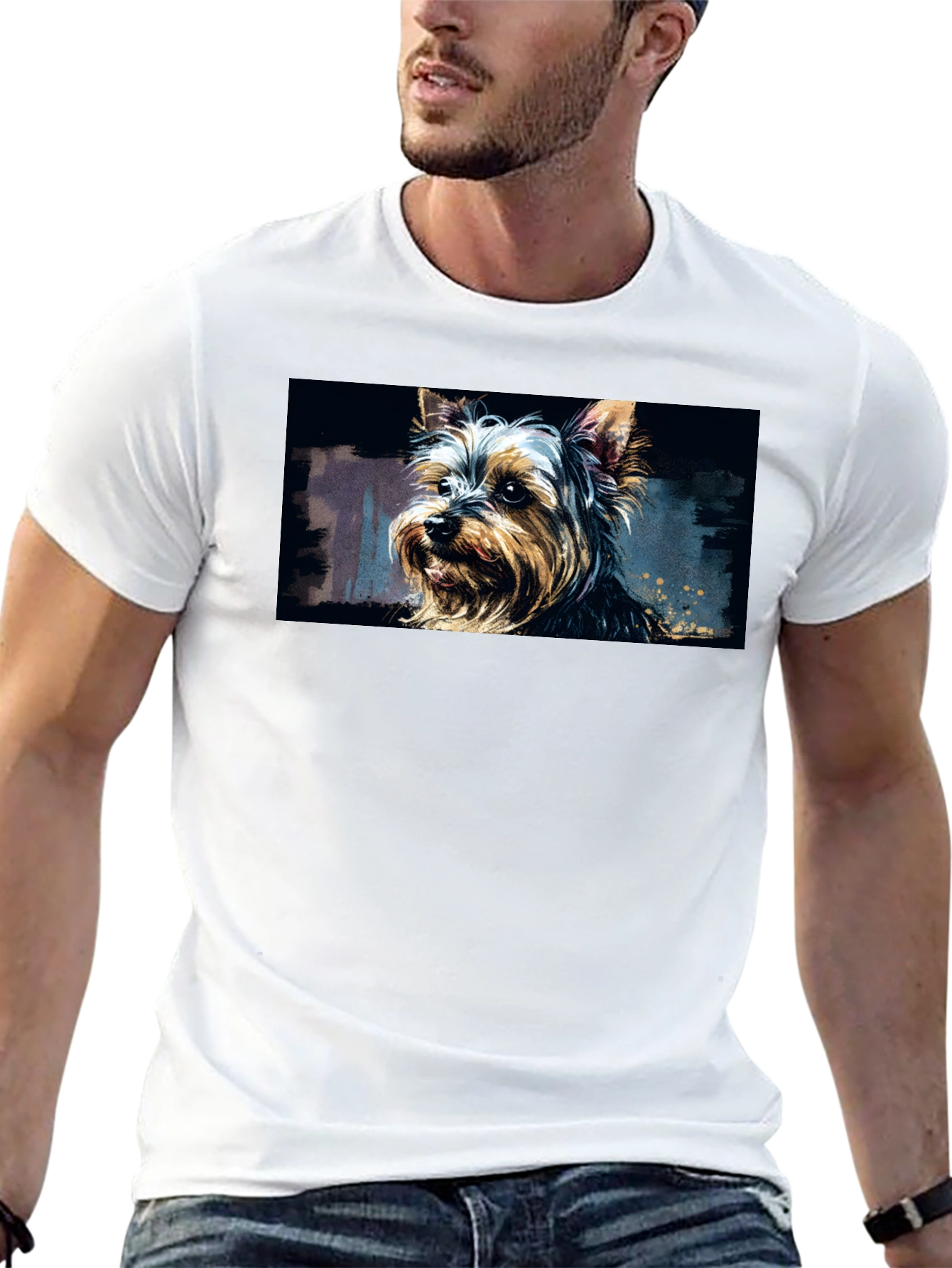 Yorkie Dog Graphic Black T-Shirt