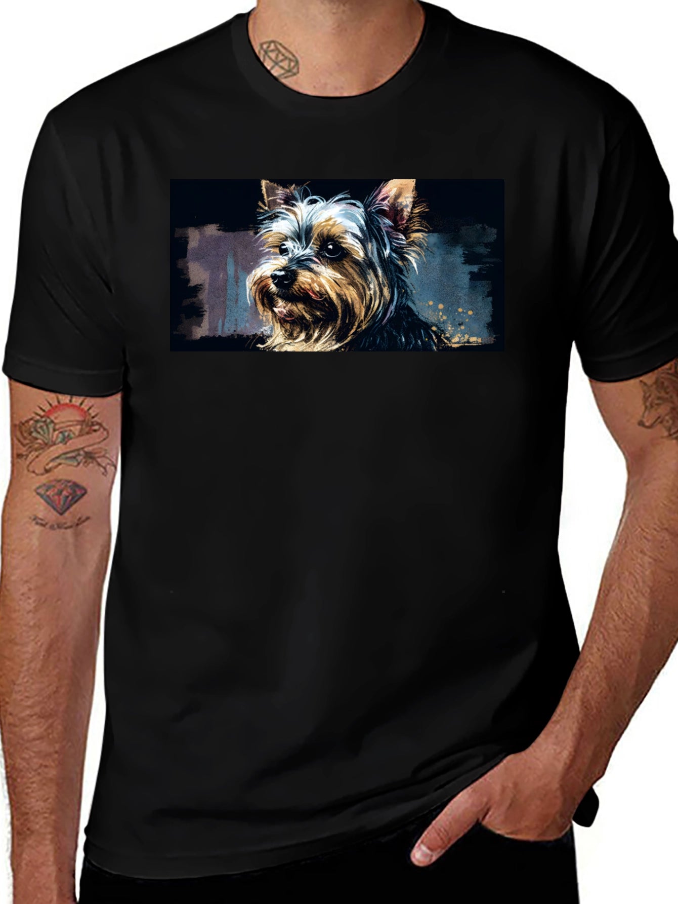 Yorkie Dog Graphic Black T-Shirt