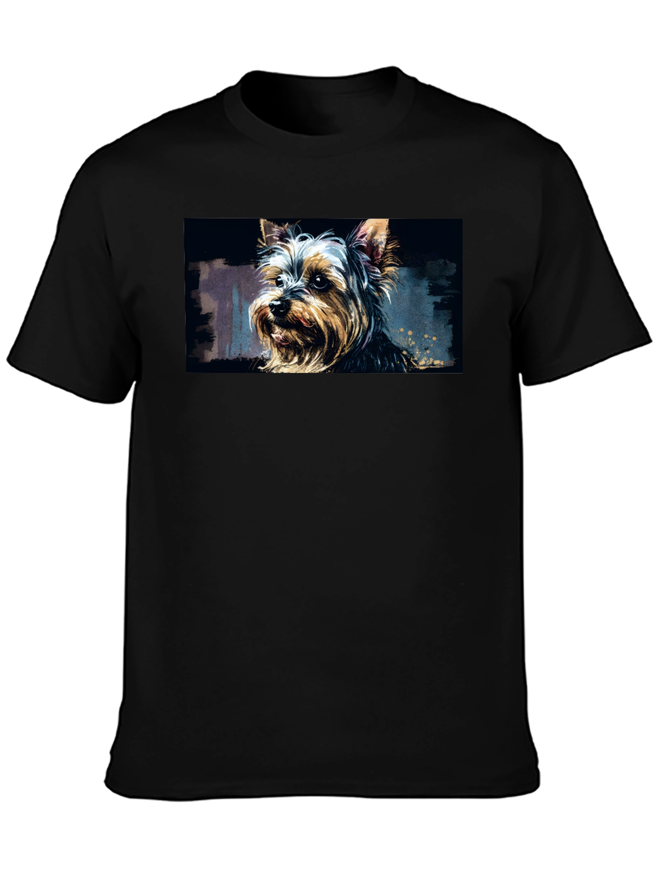 Yorkie Dog Graphic Black T-Shirt