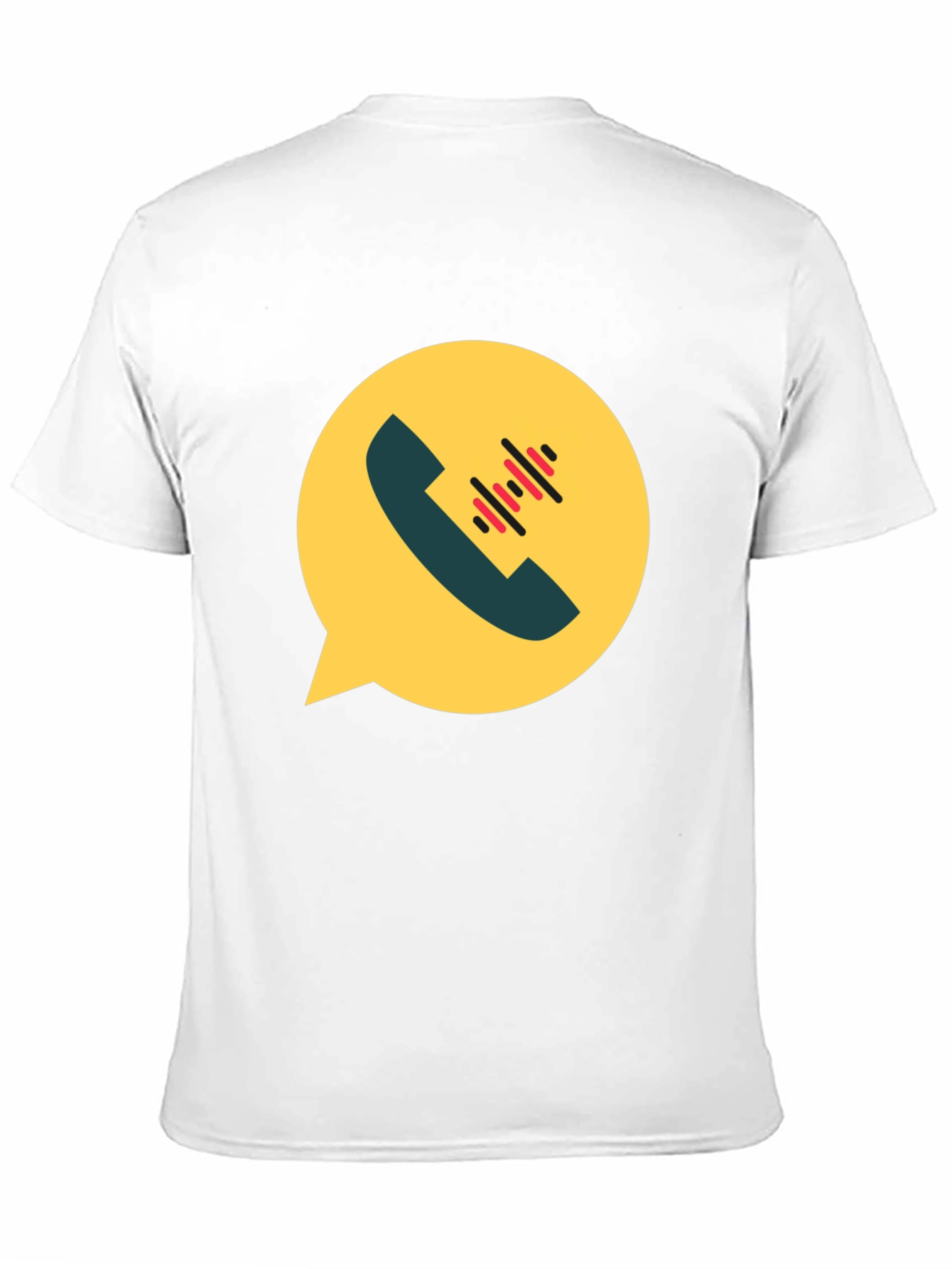 Modern Black T-Shirt with Phone Call Graphic