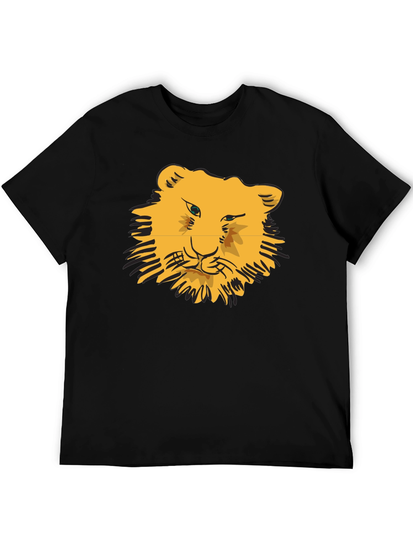 Lion Face Graphic Black T-Shirt