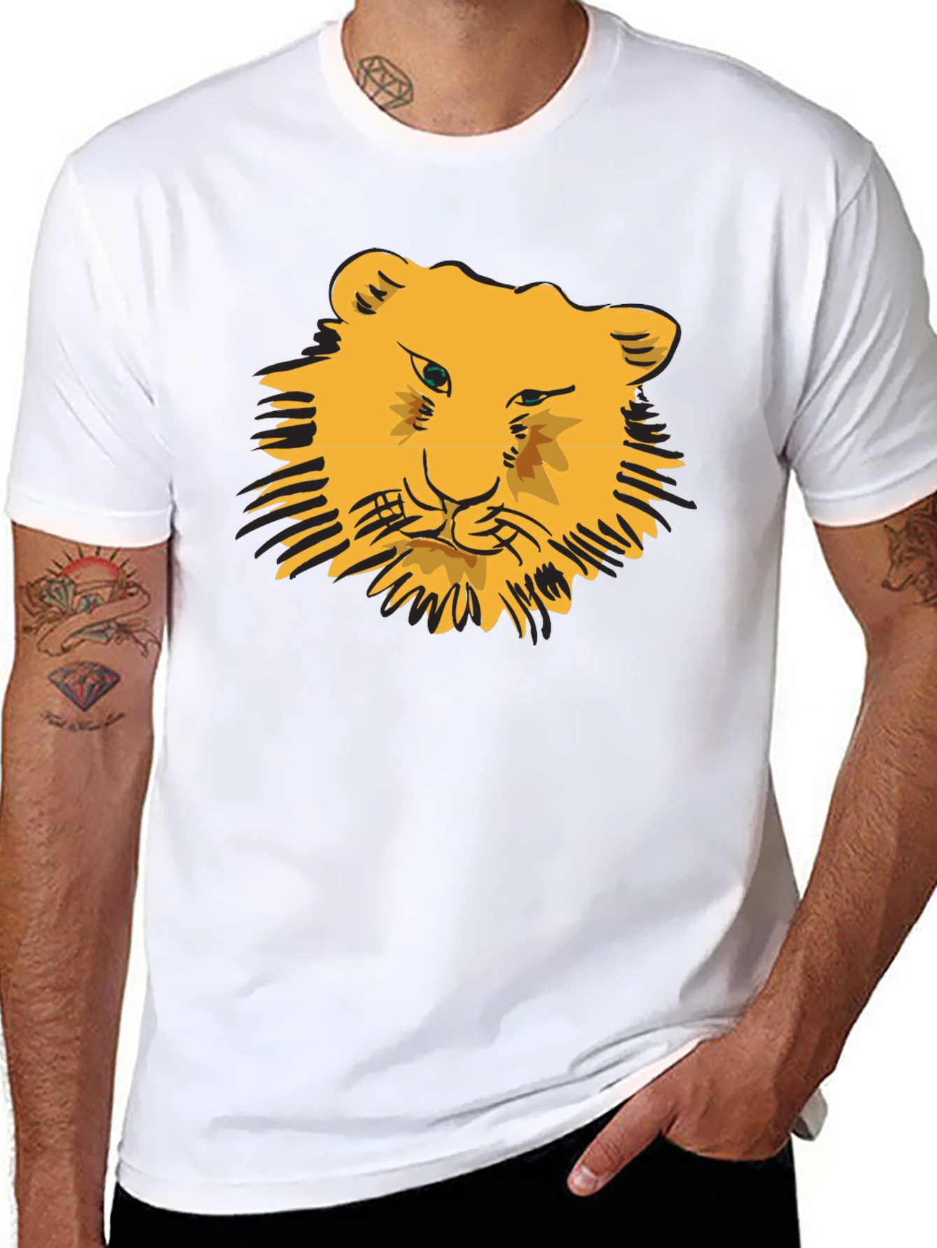 Lion Face Graphic Black T-Shirt