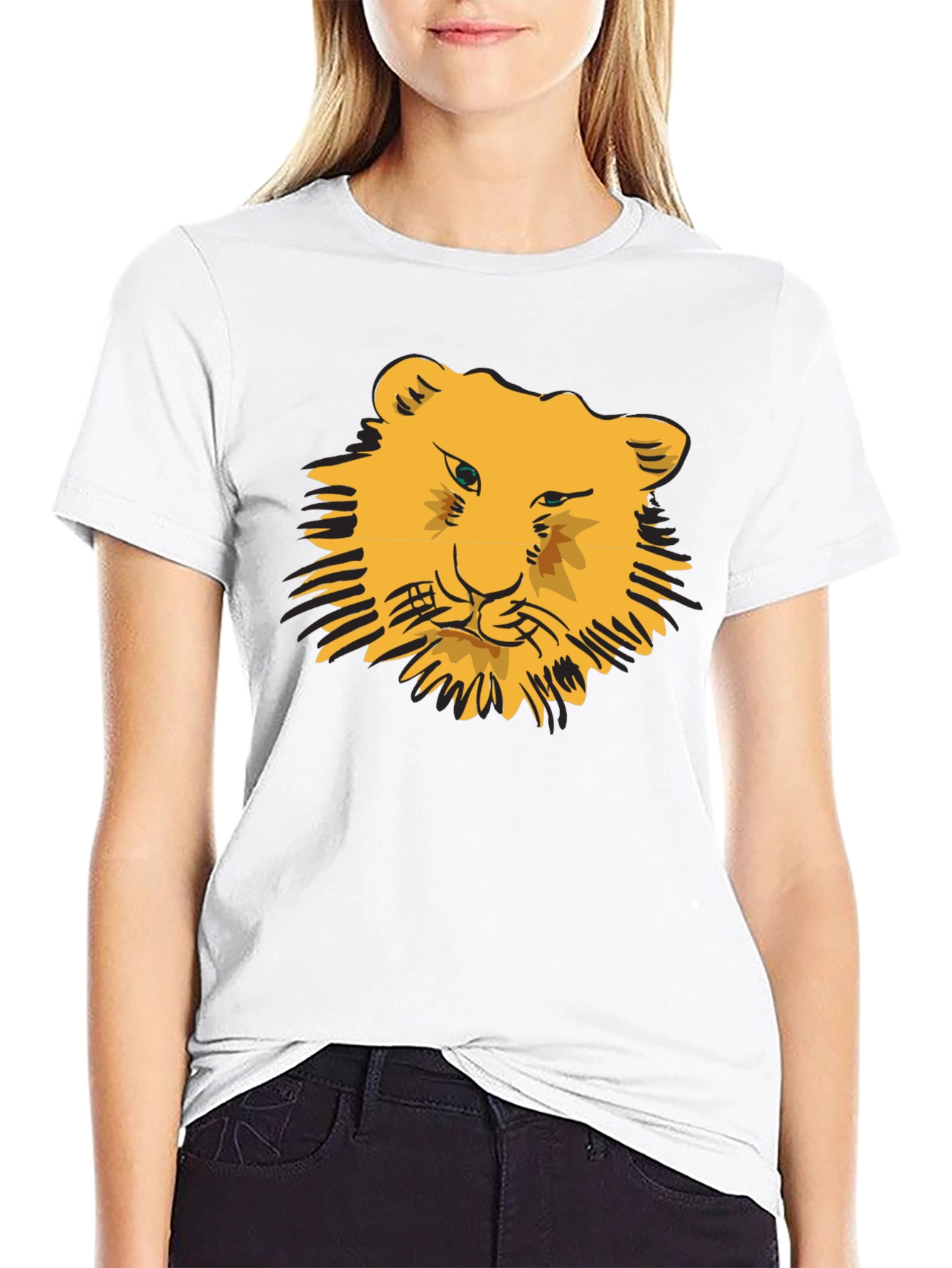 Lion Face Graphic Black T-Shirt
