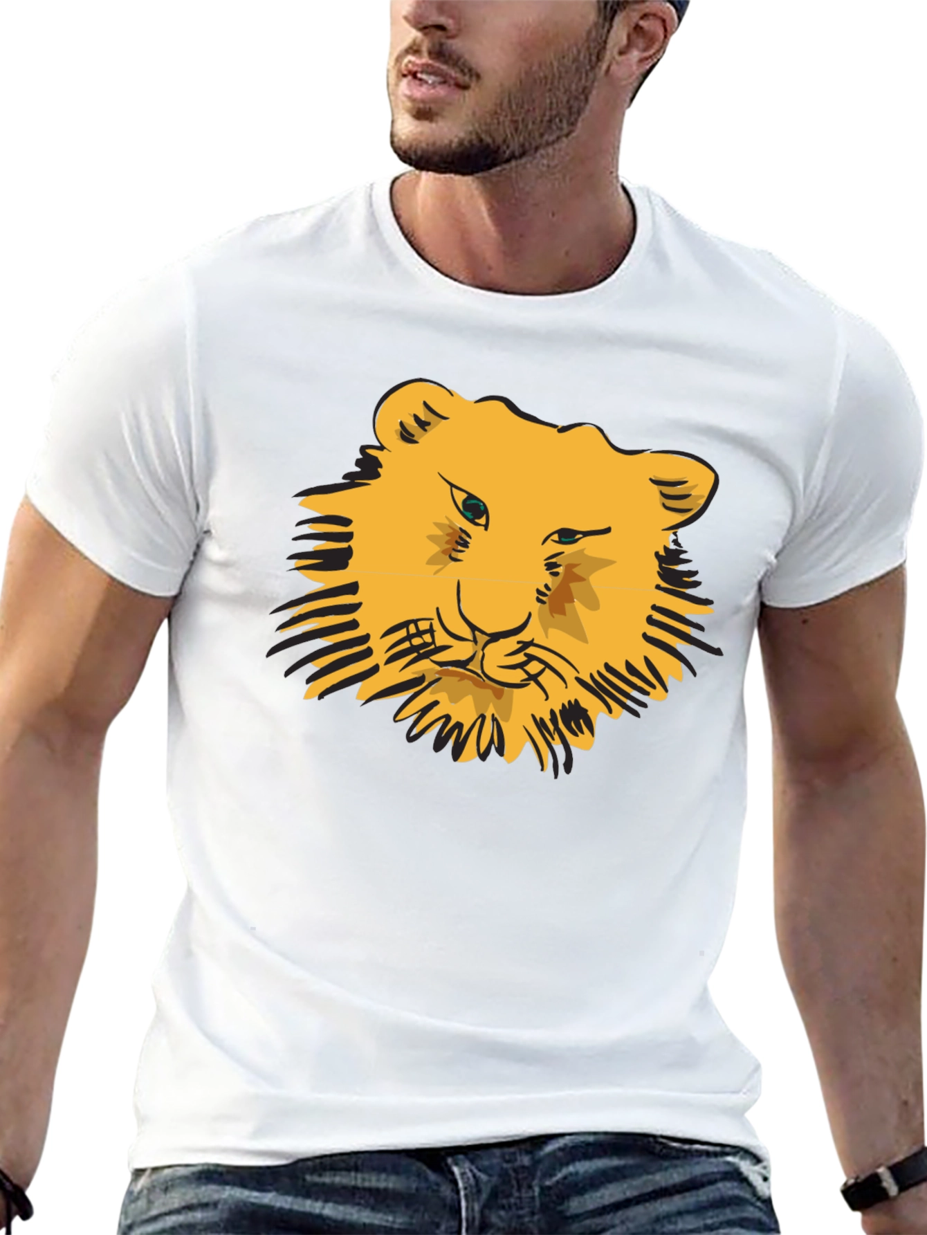 Lion Face Graphic Black T-Shirt