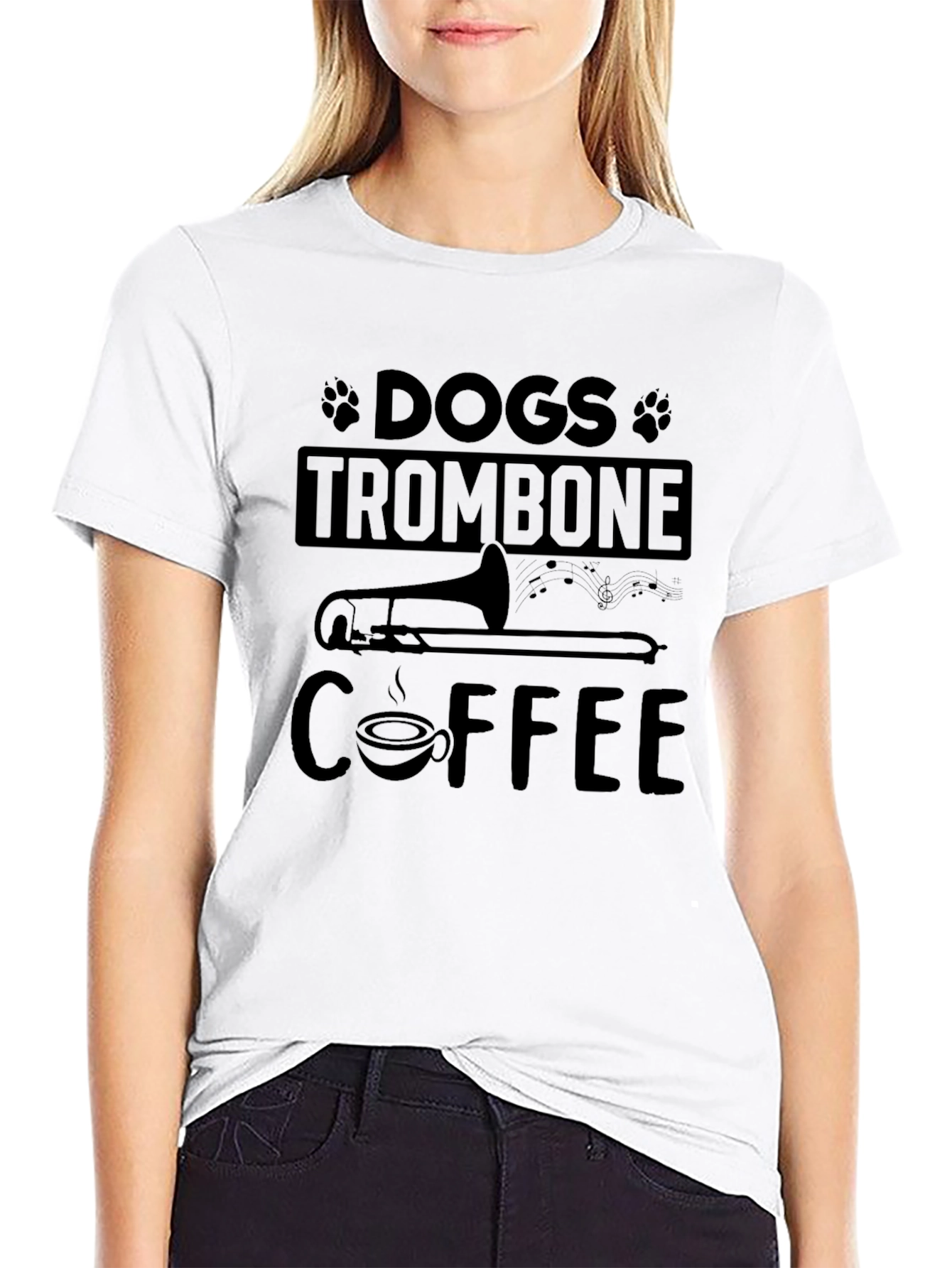 Dogs Trombone Coffee Graphic T-Shirt