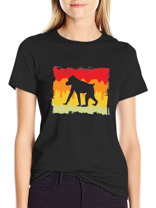 Baboon Silhouette Tee - Retro Style