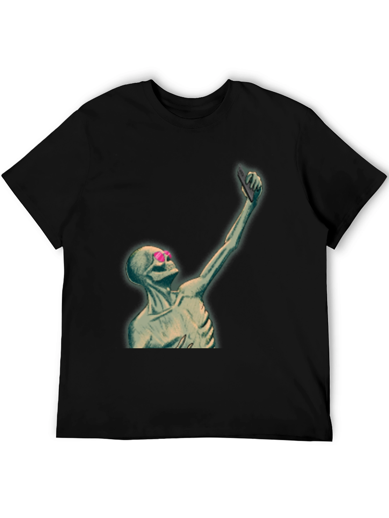 Humorous Skeleton Selfie Graphic T-Shirt