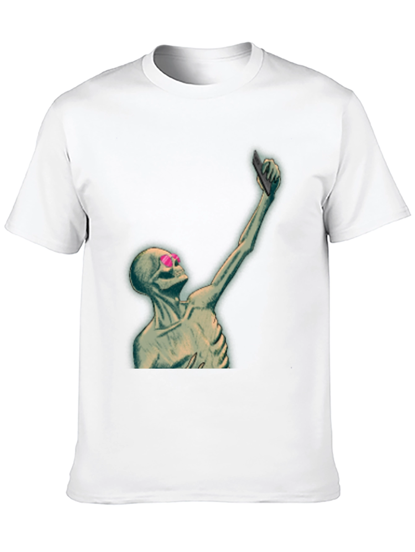 Humorous Skeleton Selfie Graphic T-Shirt