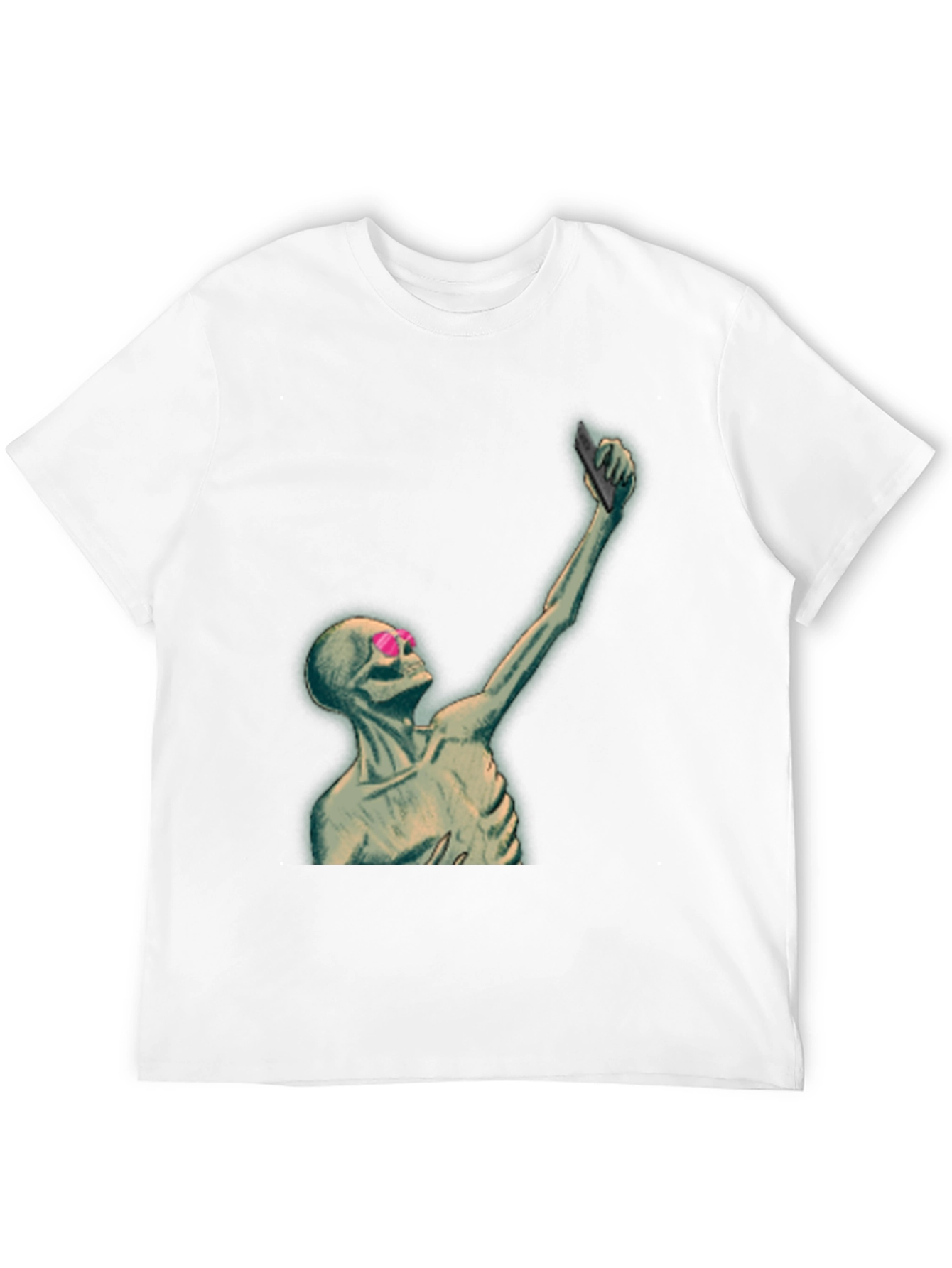 Humorous Skeleton Selfie Graphic T-Shirt