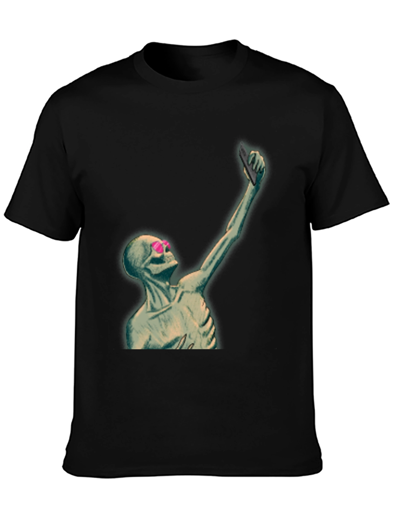 Humorous Skeleton Selfie Graphic T-Shirt