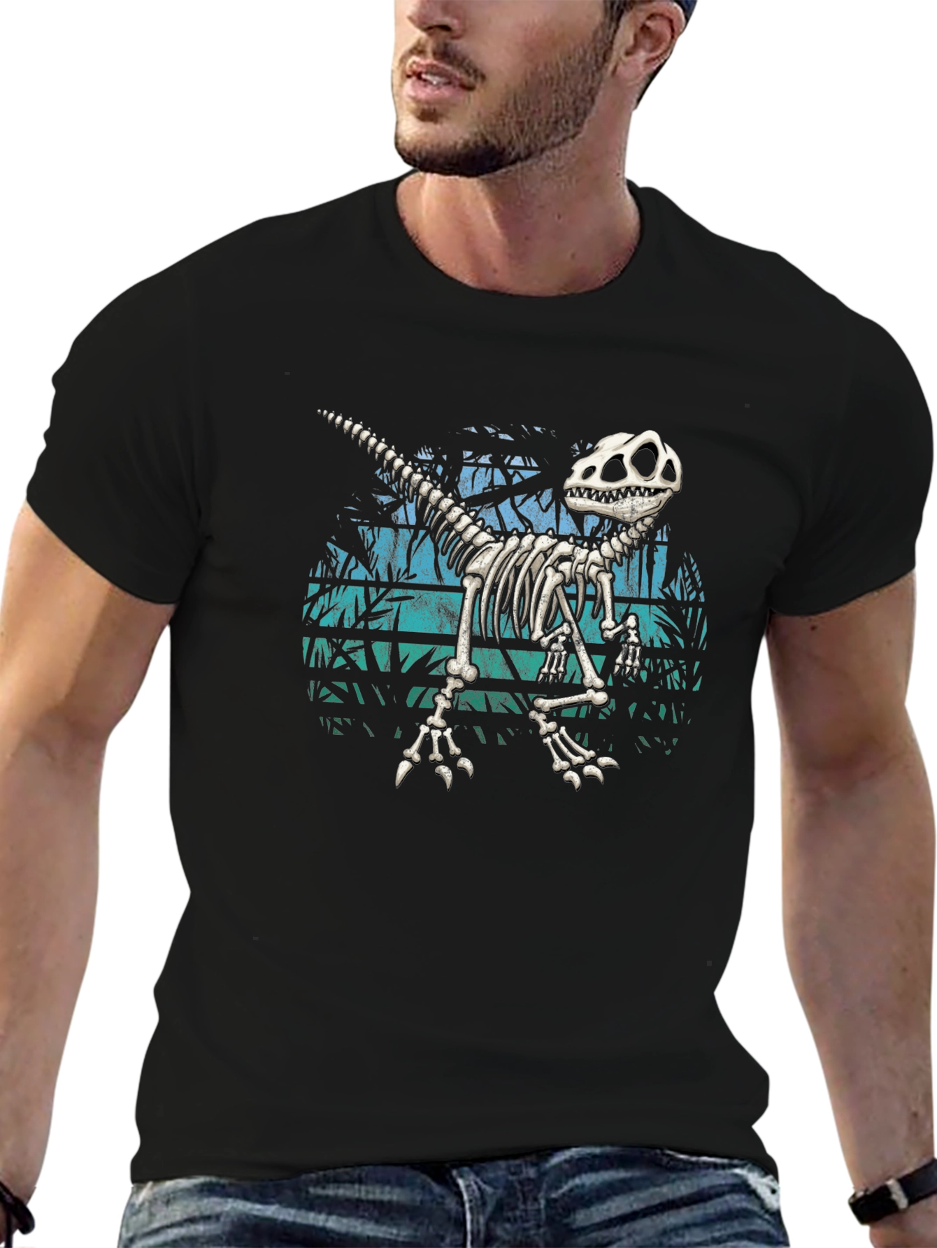 Dino Skeleton Graphic Tee - Cool Casual Style