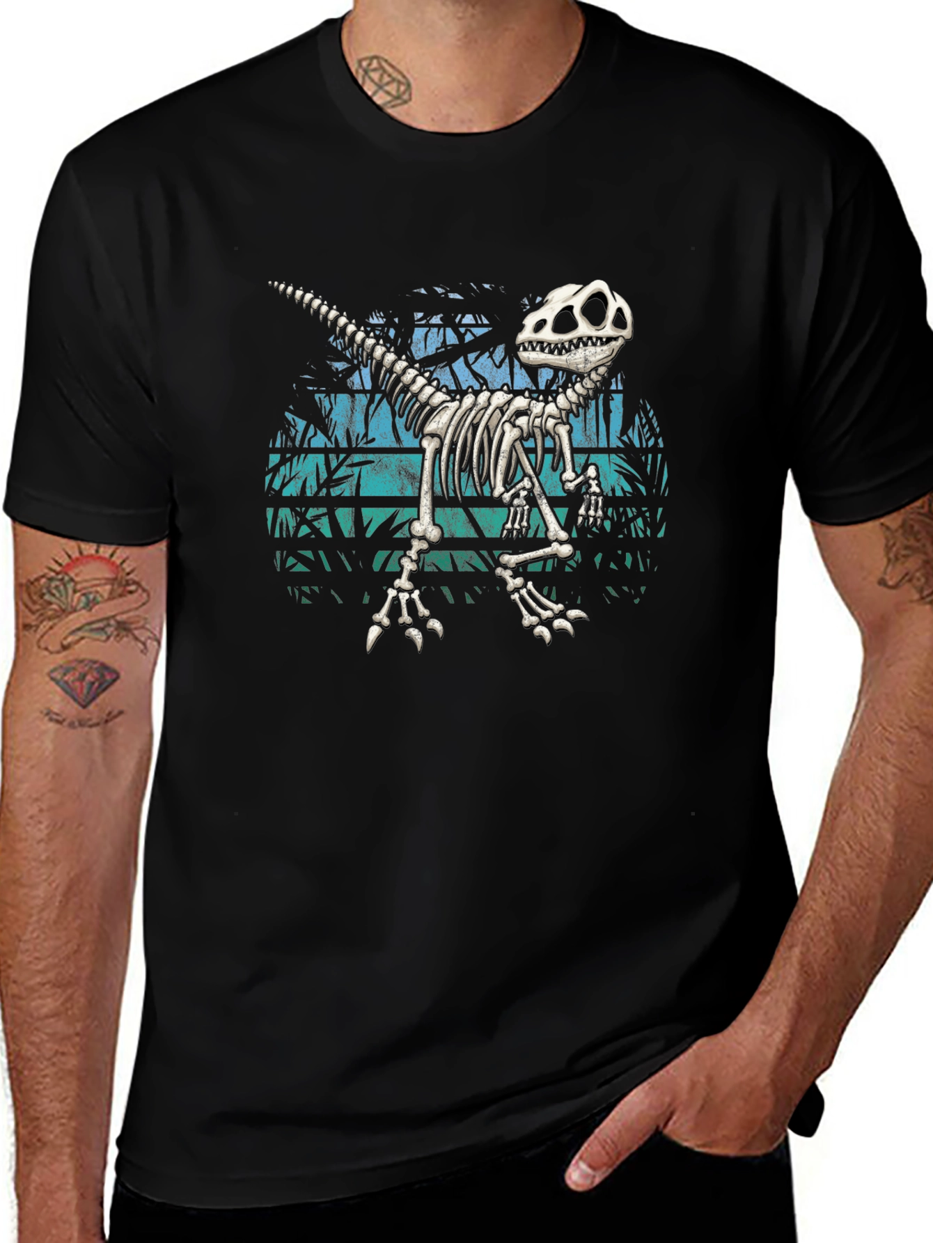Dino Skeleton Graphic Tee - Cool Casual Style