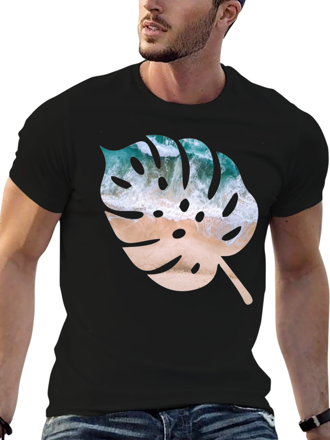 Tropical Monstera Leaf Graphic T-Shirt - Beach Vibes