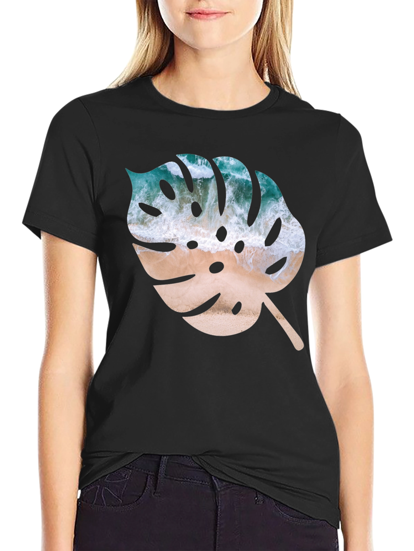 Tropical Monstera Leaf Graphic T-Shirt - Beach Vibes