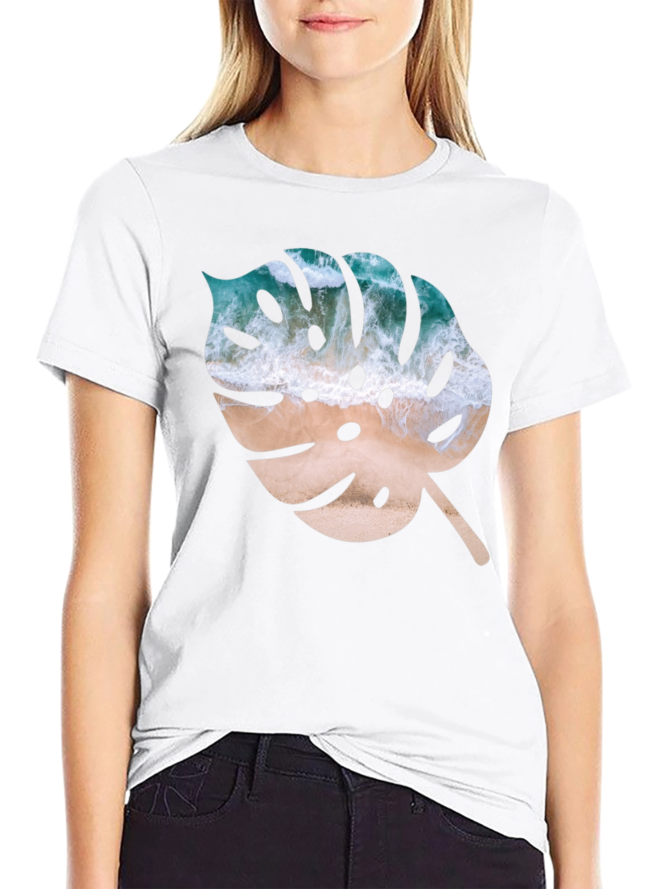 Tropical Monstera Leaf Graphic T-Shirt - Beach Vibes