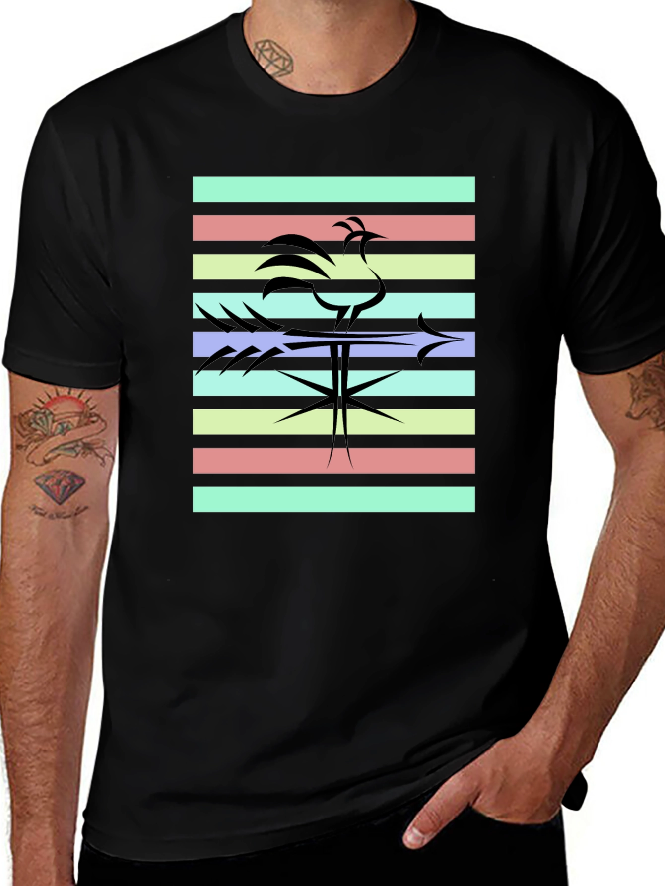 Retro Rooster T-Shirt - Black