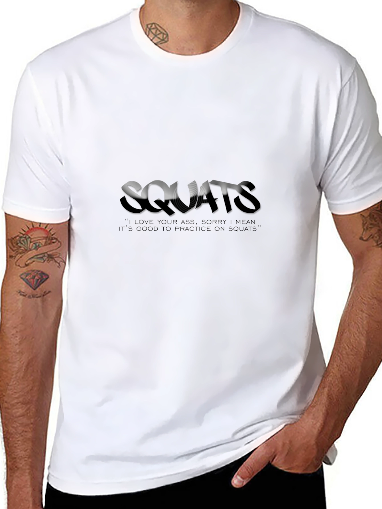 Squats Graphic Tee - Gym Humor T-Shirt