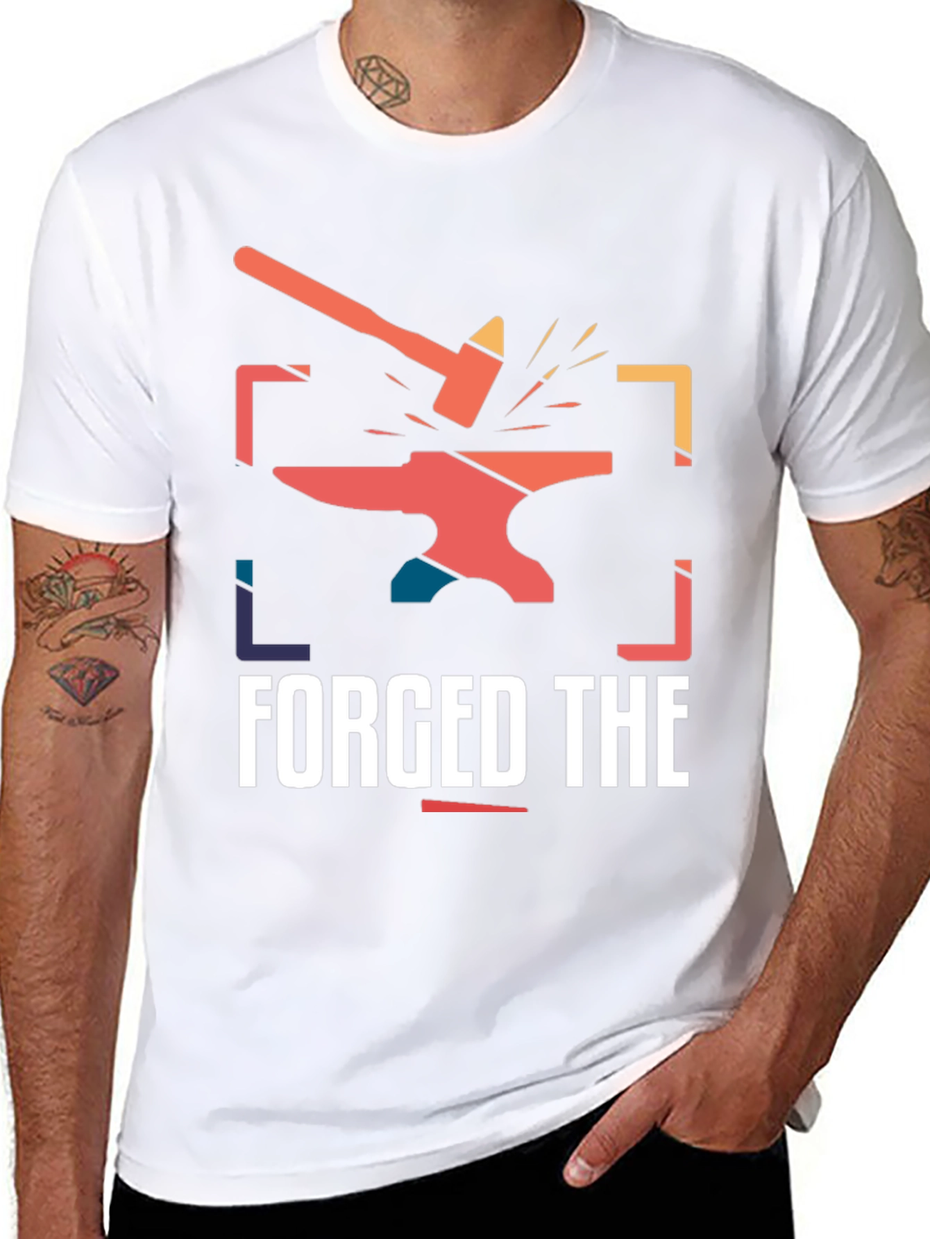Forged The Hammer Anvil Retro Black T-Shirt