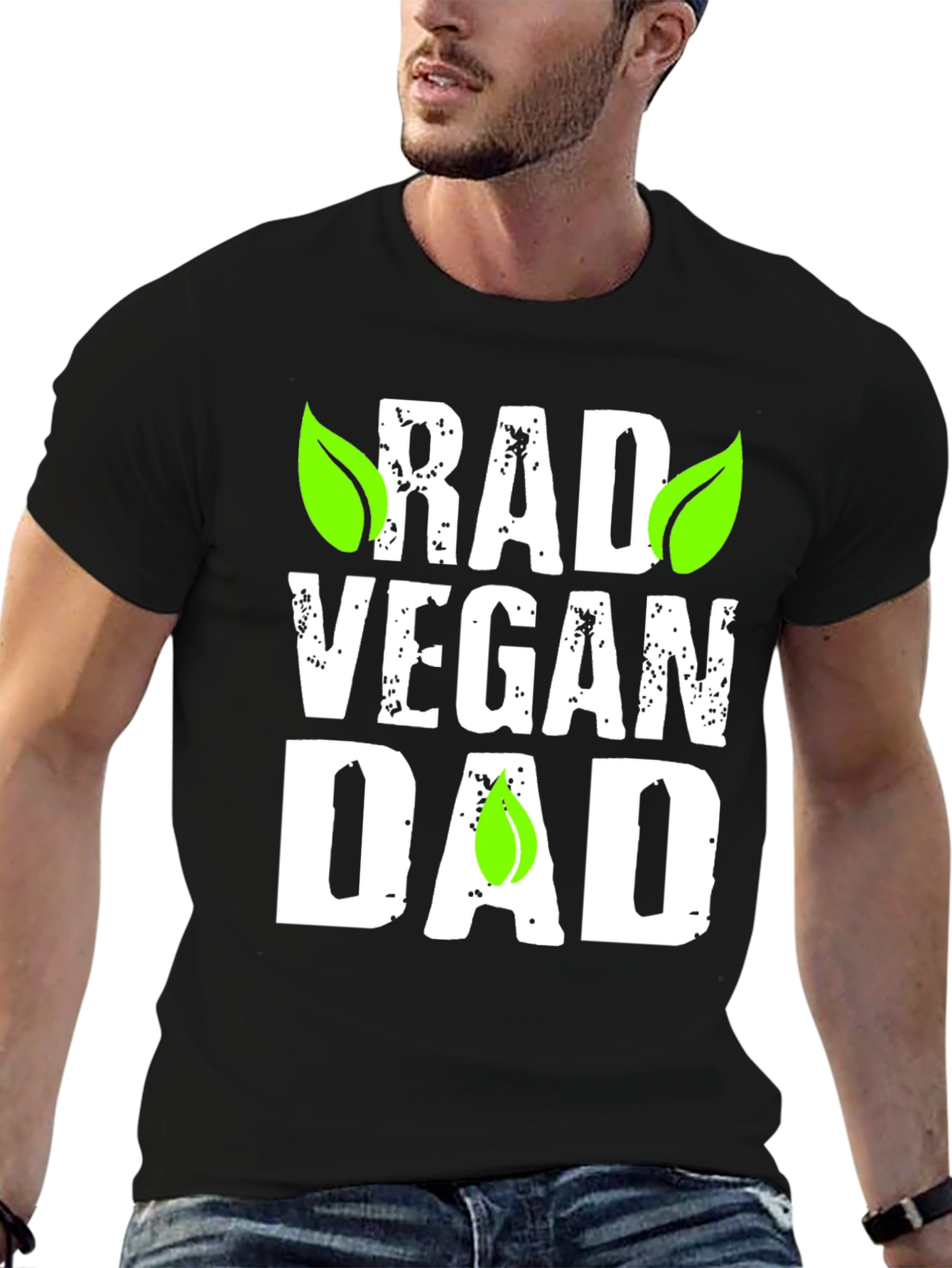 Rad Vegan Dad Graphic T-Shirt - Black