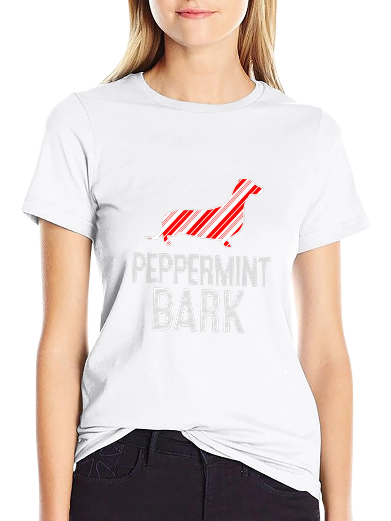 Peppermint Bark Dachshund Graphic Tee - Black