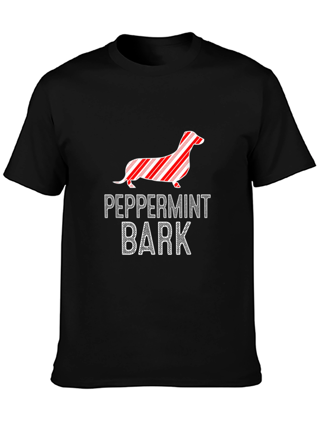 Peppermint Bark Dachshund Graphic Tee - Black