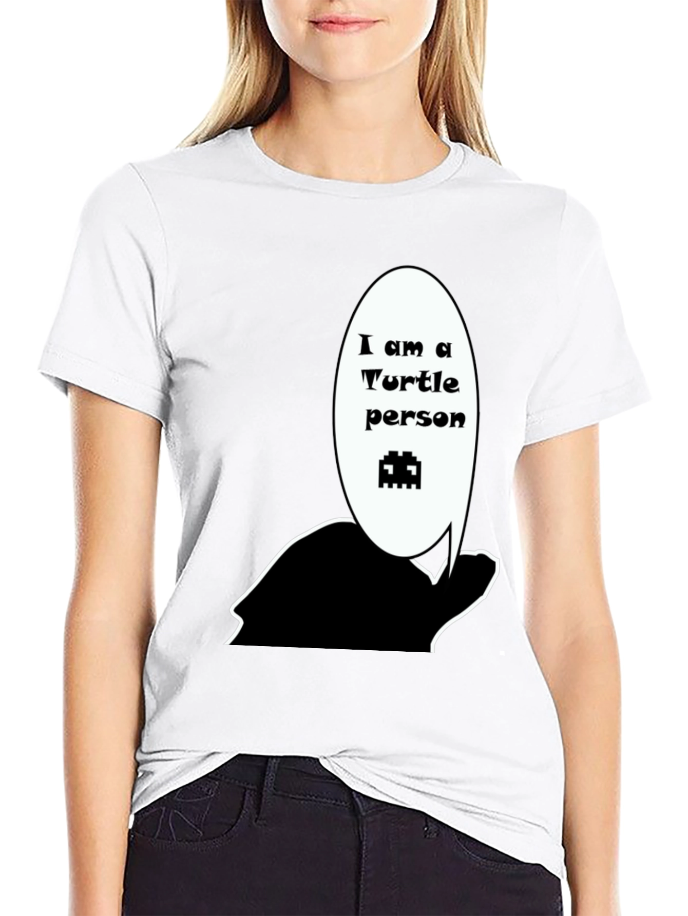 Turtle Person Graphic Black T-Shirt